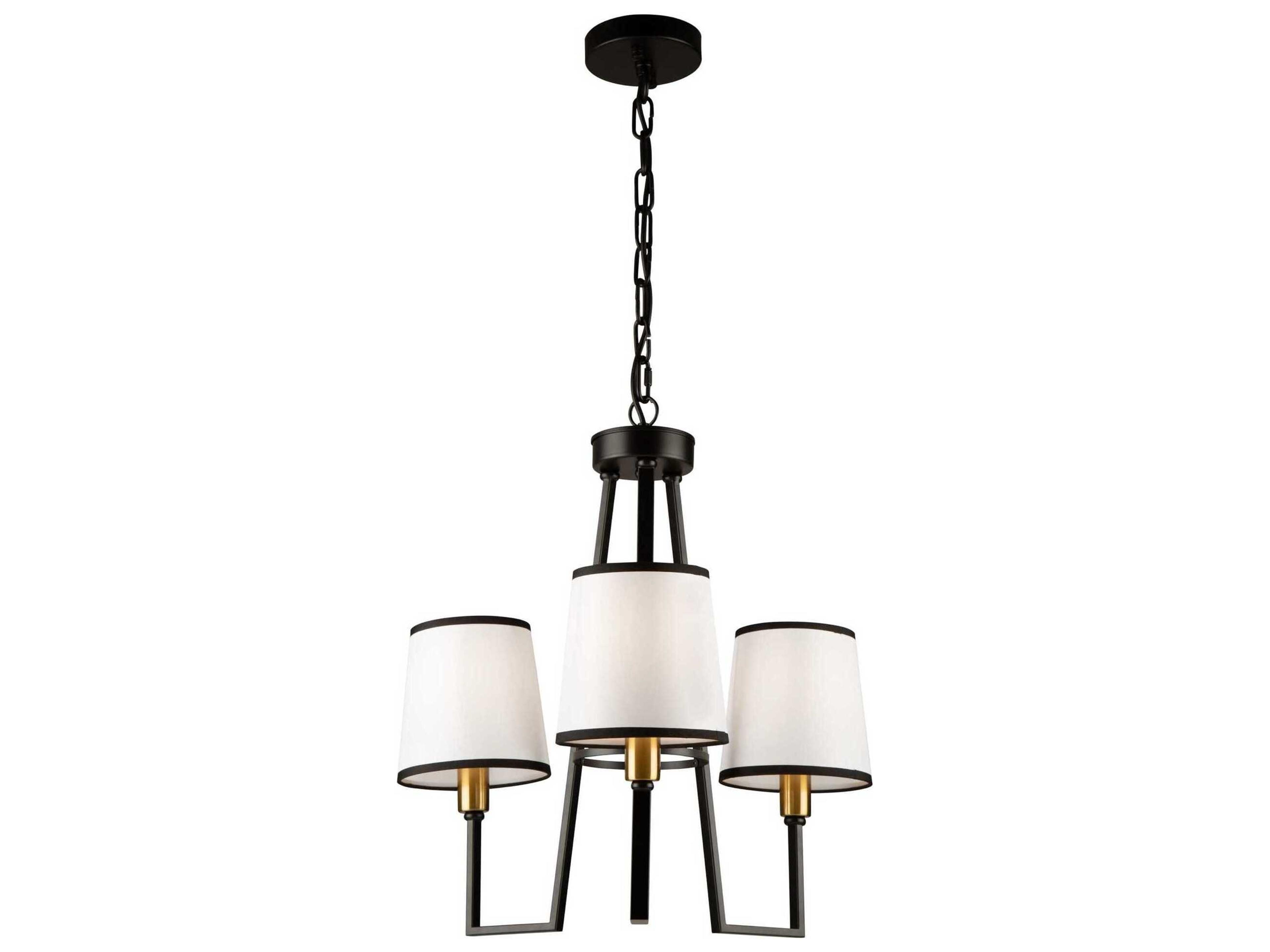 Artcraft Coco 3-Light Gold Black Empire Chandelier