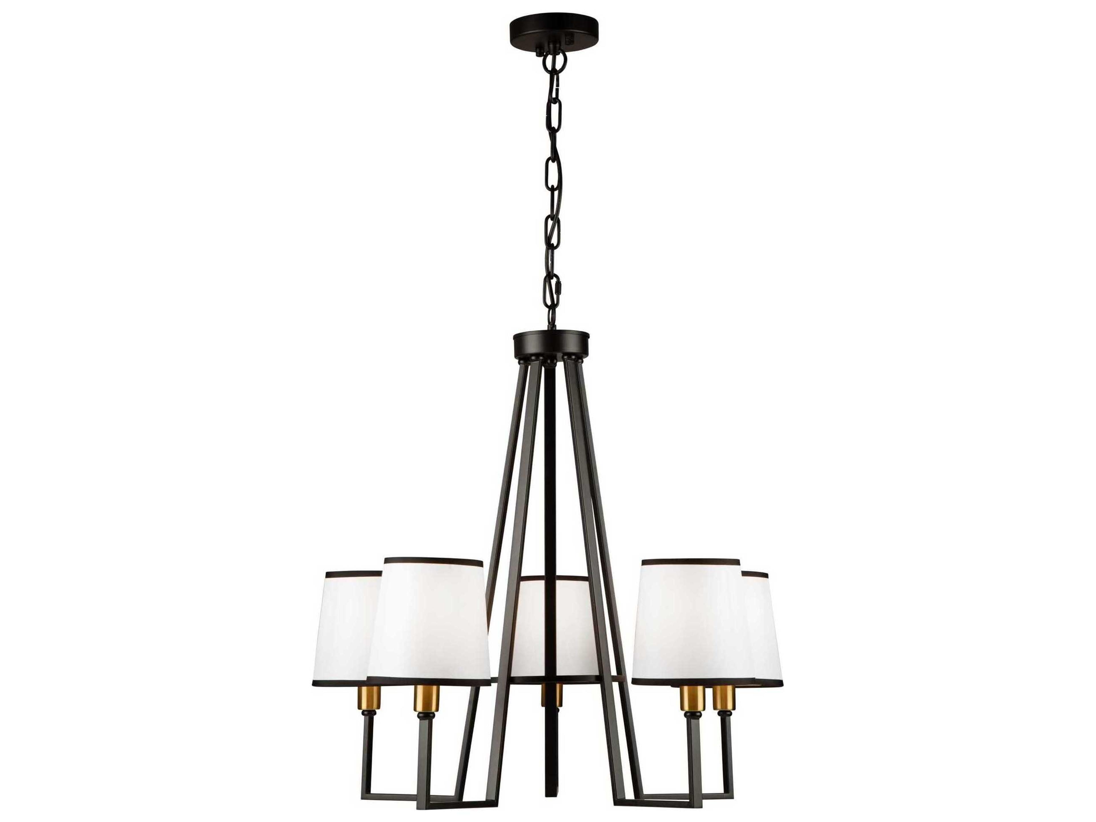 Coco 5 Light Chandelier in Matte Black and Brass