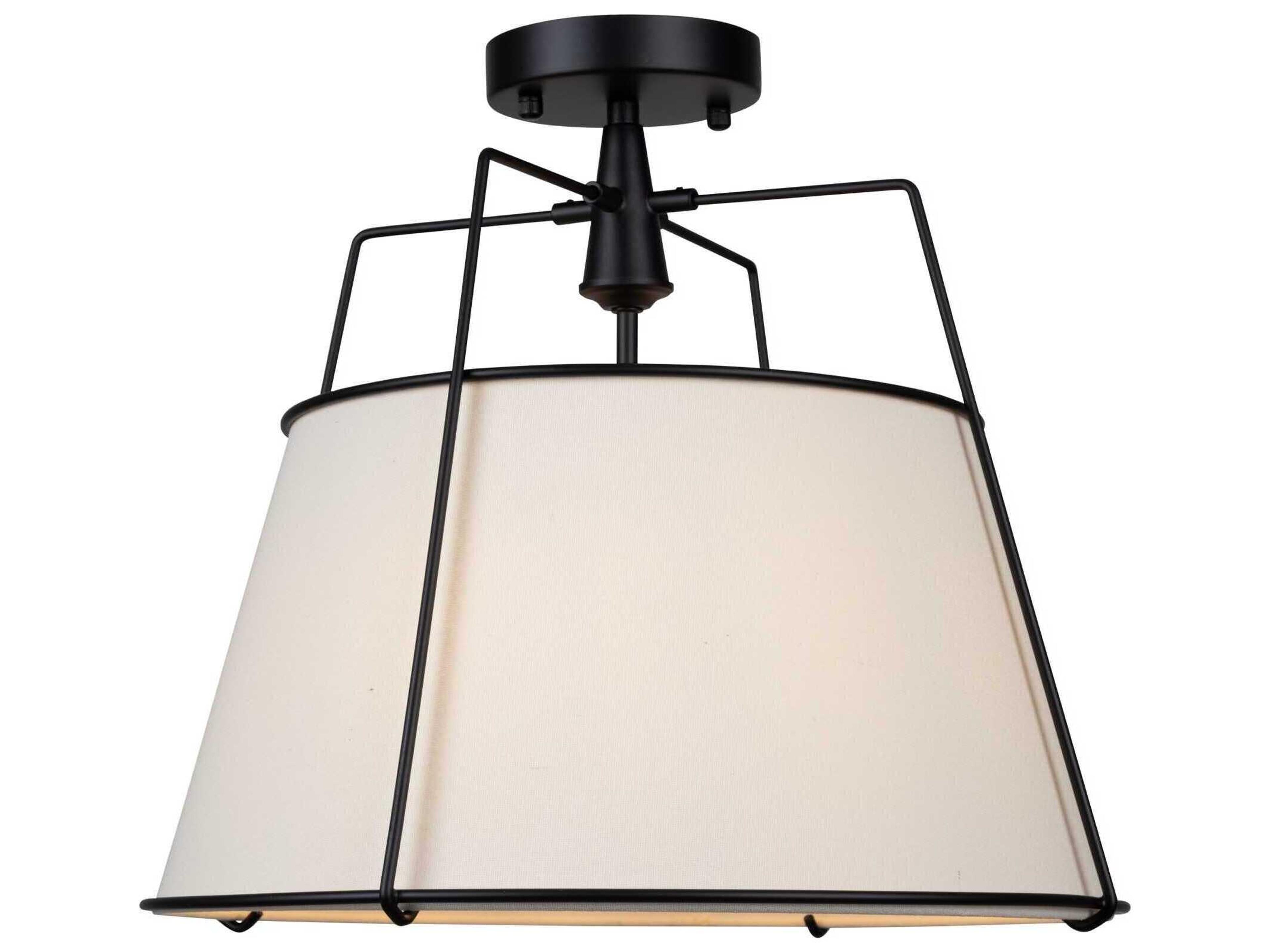 Artcraft Pullman 3-Light Black Drum Semi Flush Mount