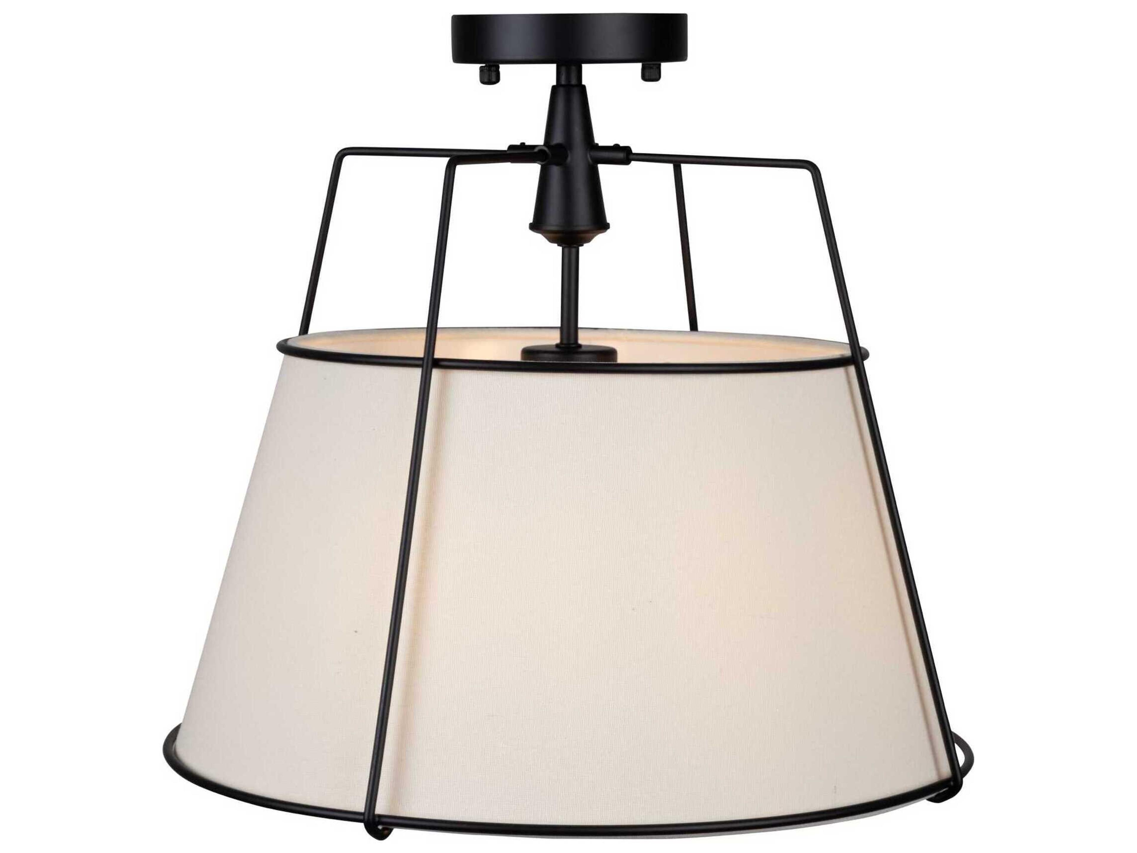 Artcraft Pullman 3-Light Black Drum Semi Flush Mount