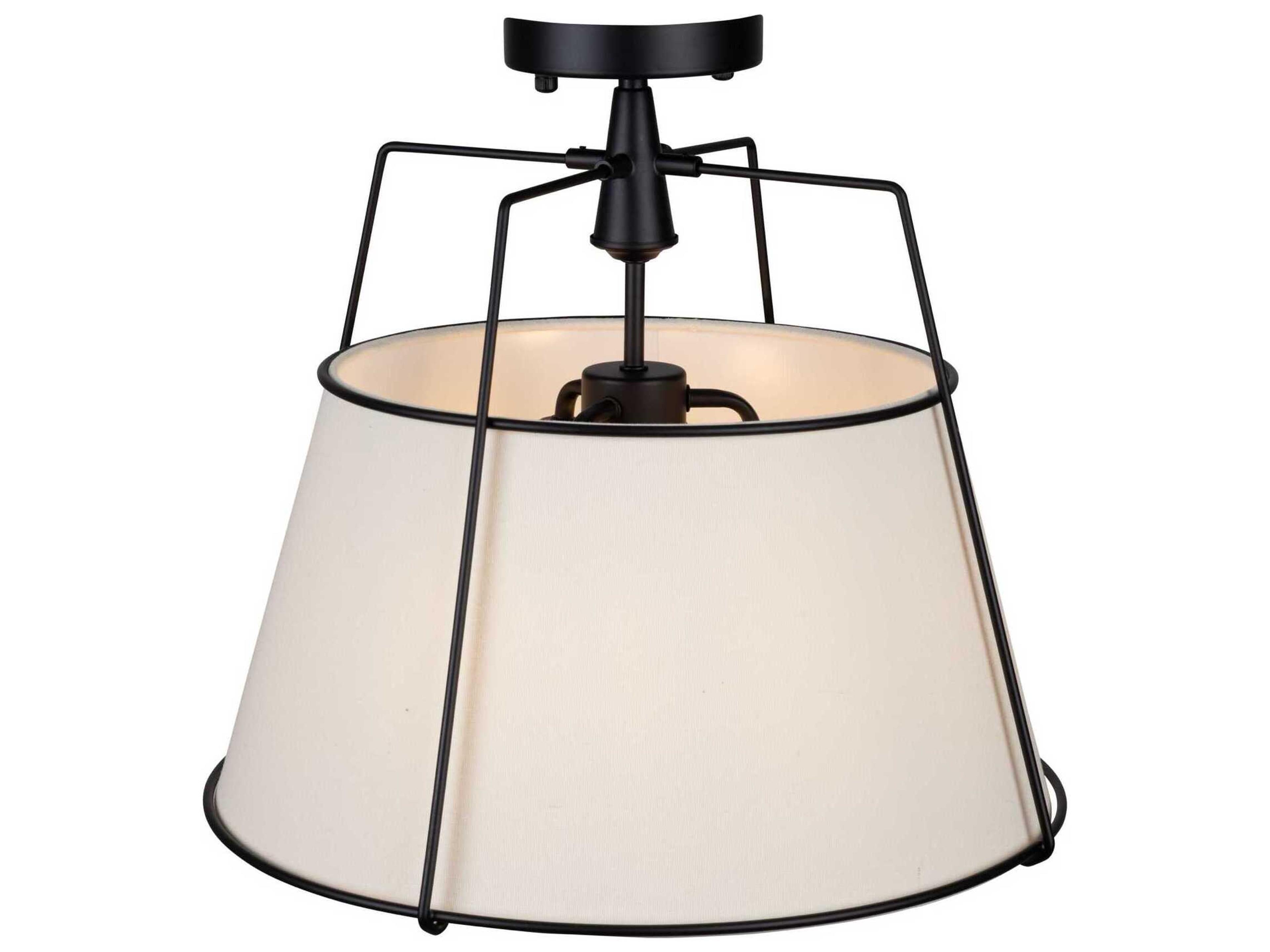 Artcraft Pullman 3-Light Black Drum Semi Flush Mount