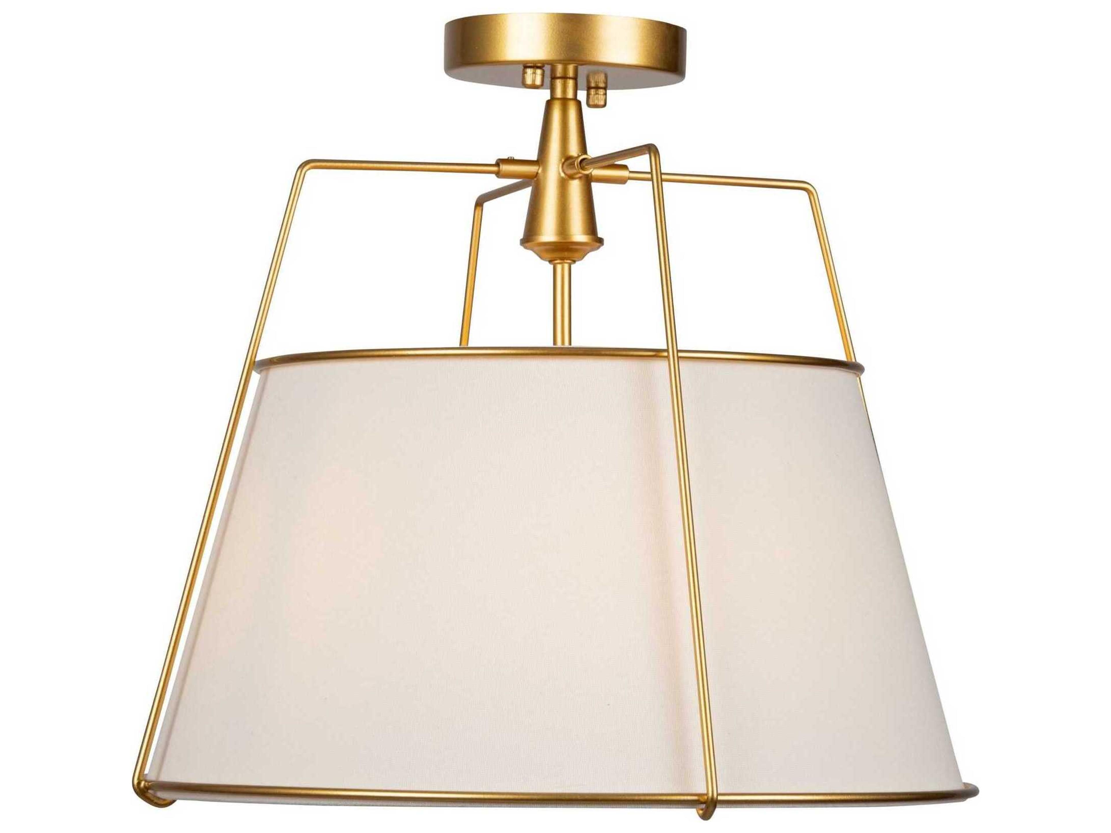 Artcraft Pullman 3-Light Brass Drum Semi Flush Mount