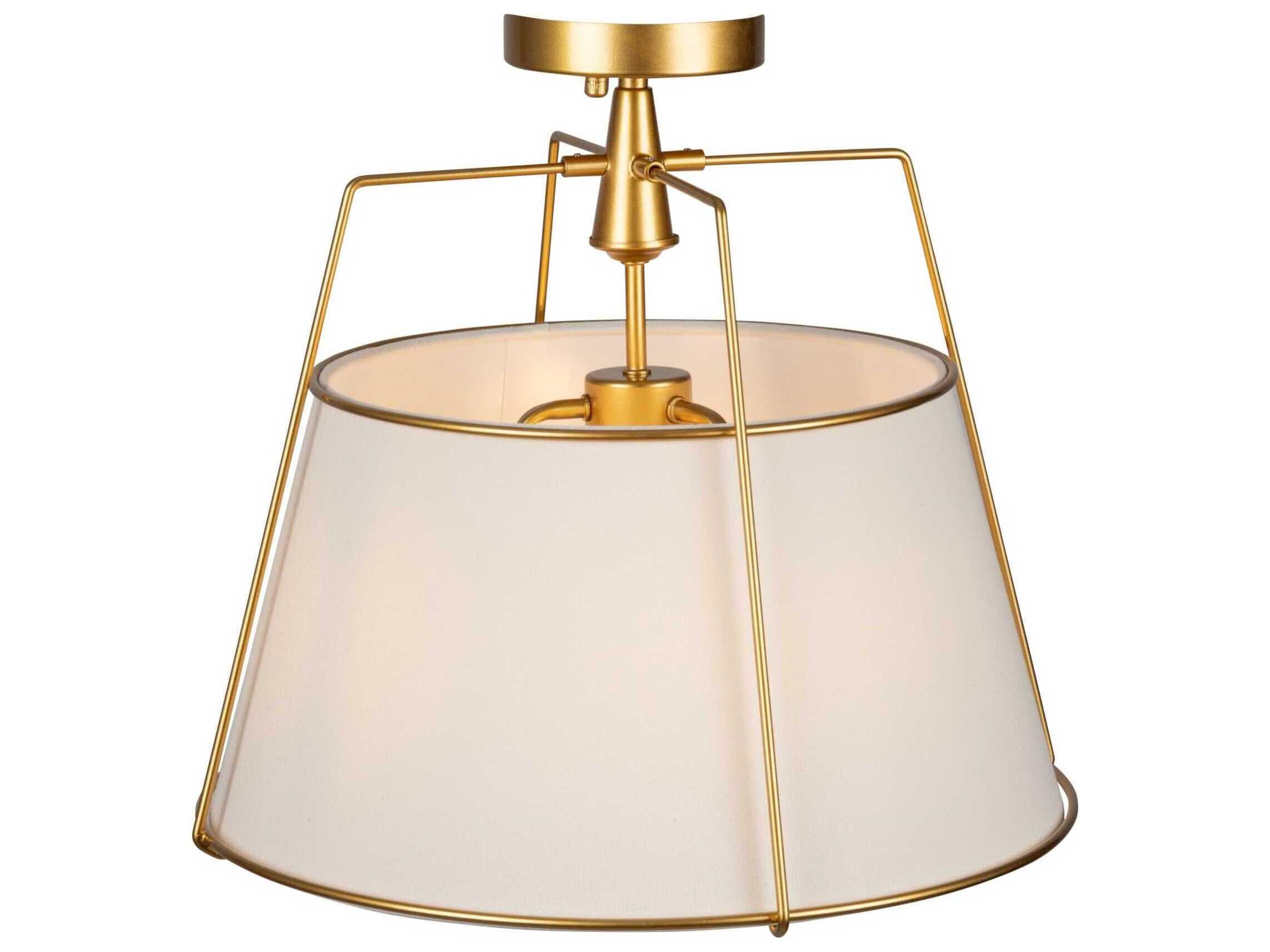 Artcraft Pullman 3-Light Brass Drum Semi Flush Mount