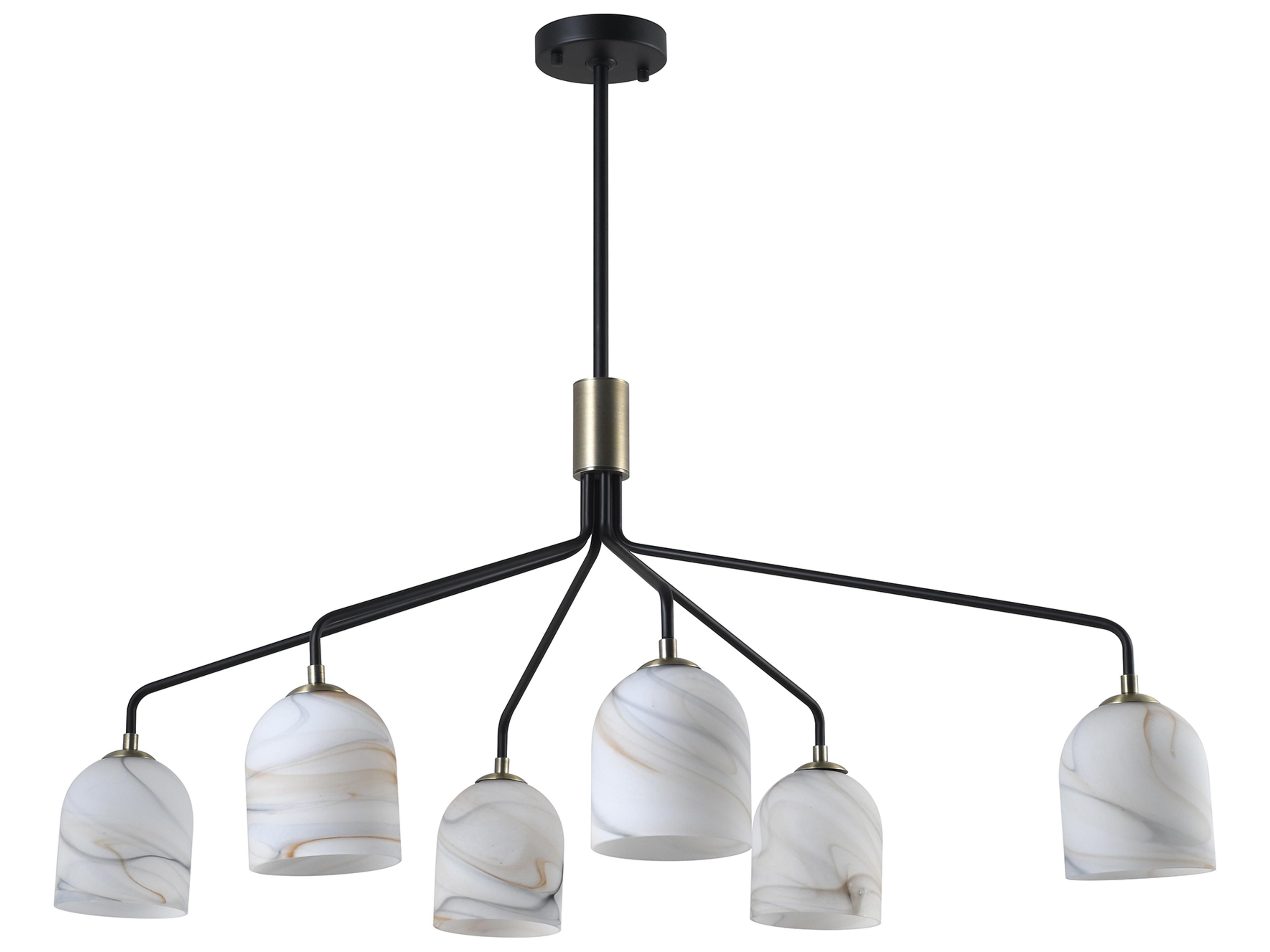 Artcraft Crema 6-Light Black Brushed Brass Dome Chandelier
