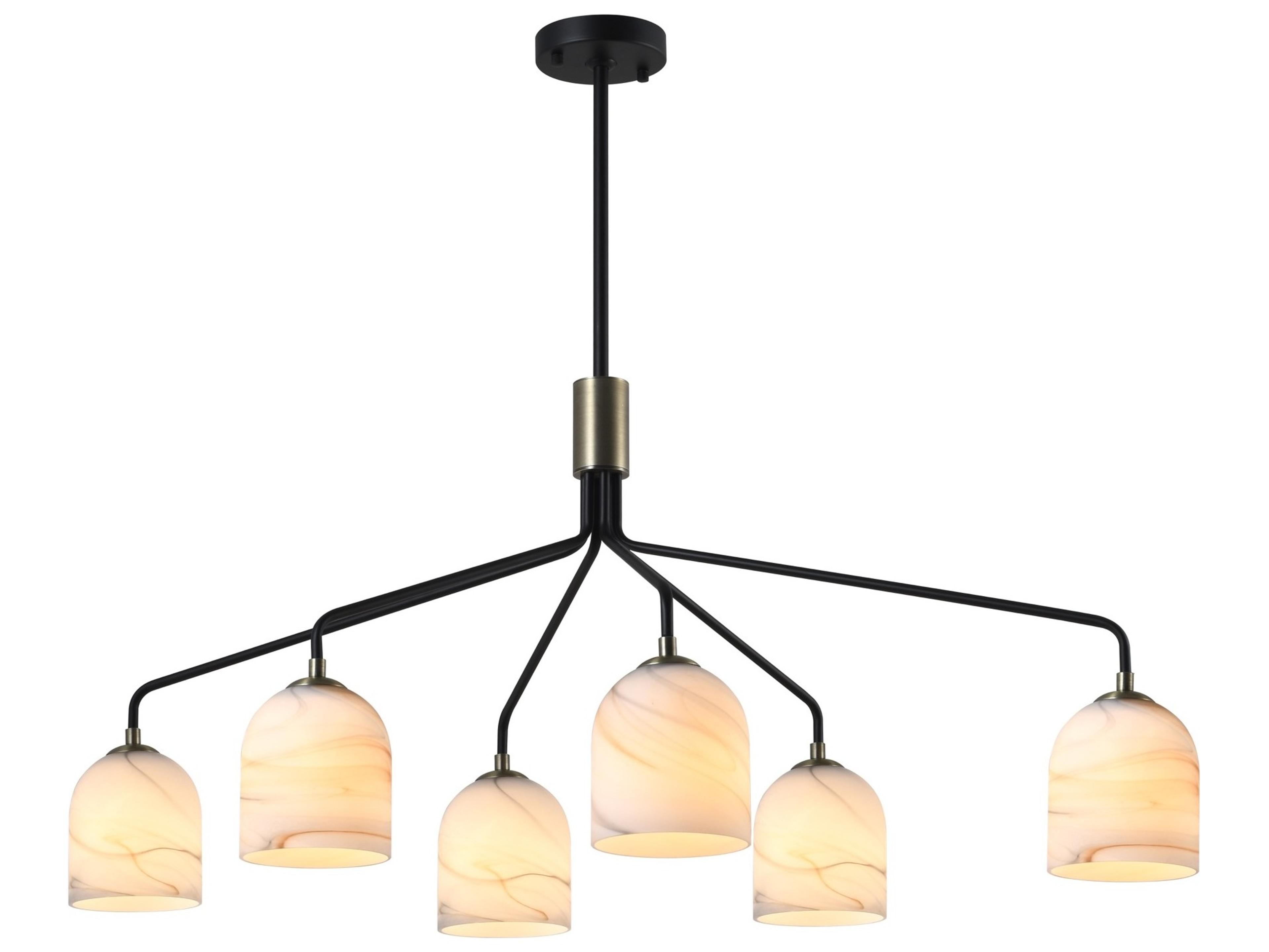 Artcraft Crema 6-Light Black Brushed Brass Dome Chandelier