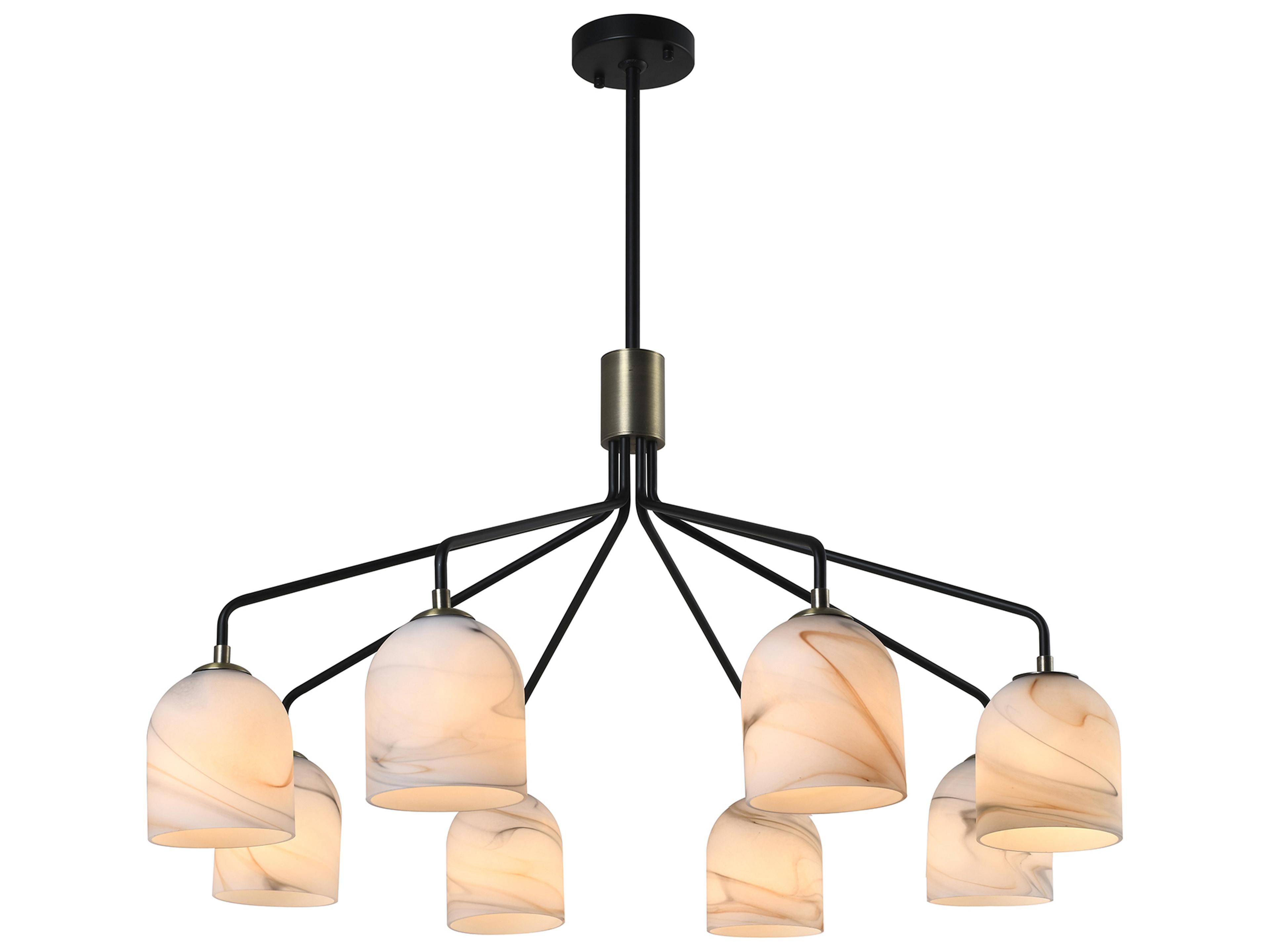 Crema 8 Light Chandelier in Black and Brushed Brass