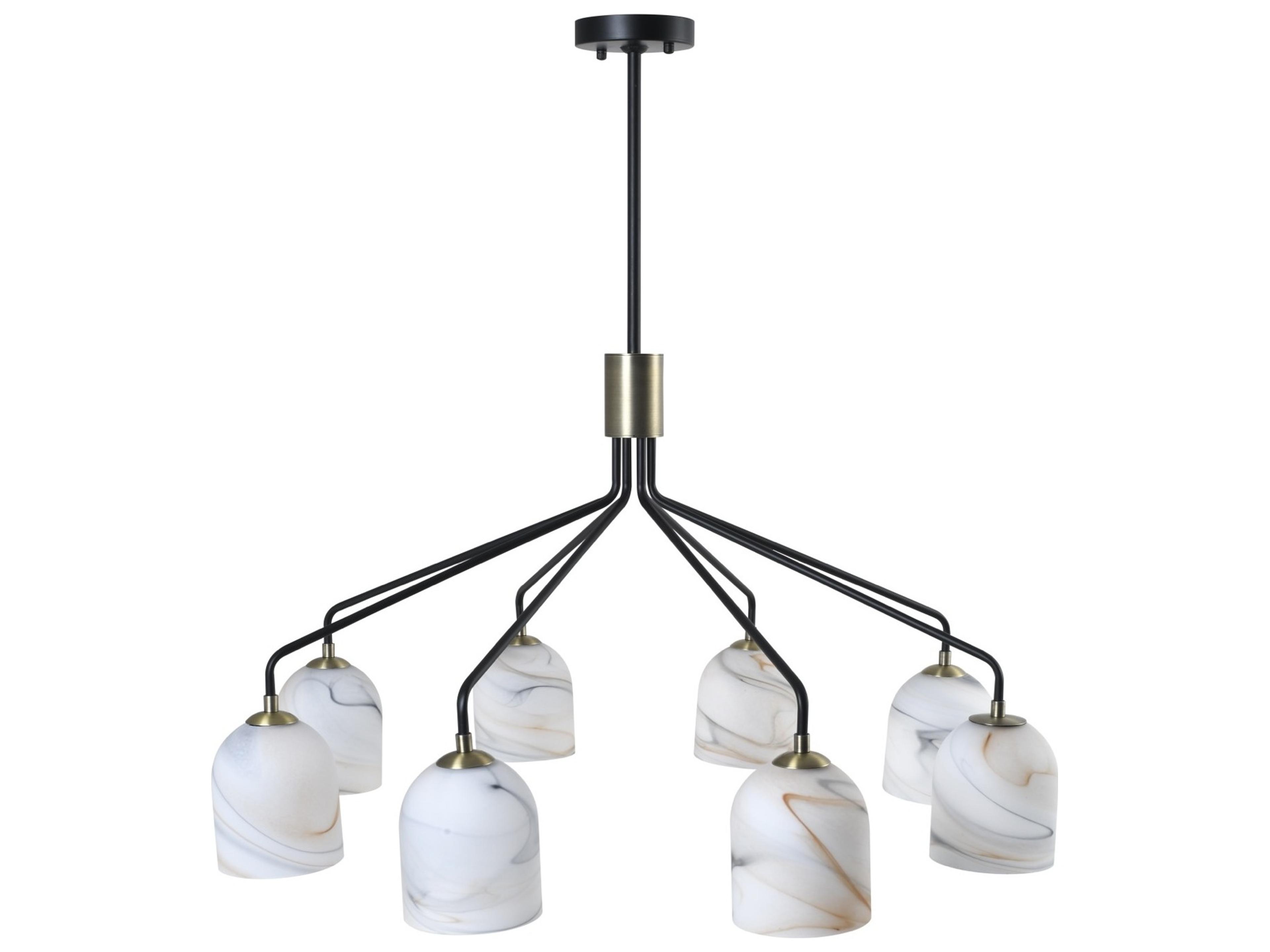 Artcraft Crema 8-Light Black Brushed Brass Dome Chandelier