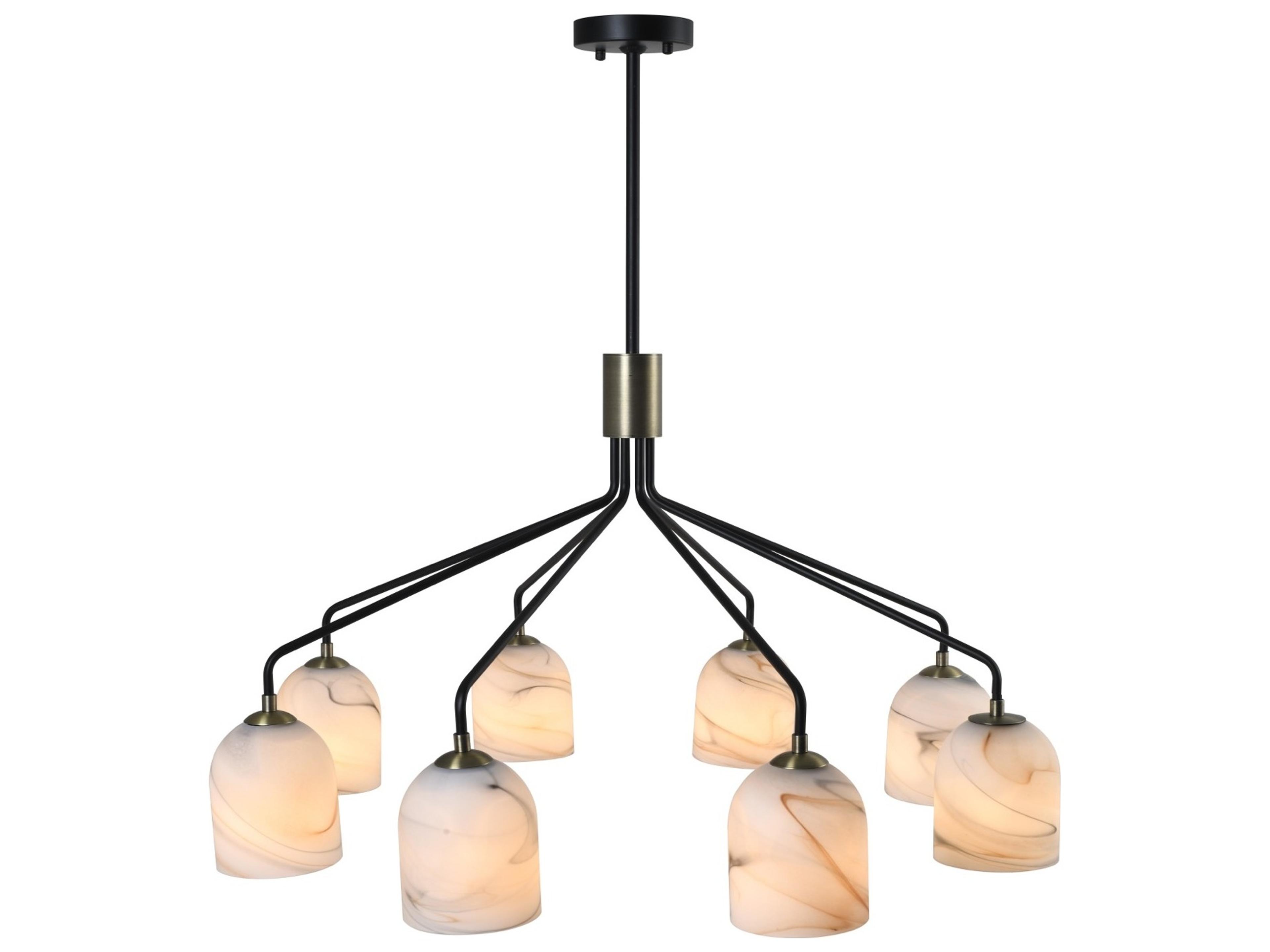 Artcraft Crema 8-Light Black Brushed Brass Dome Chandelier