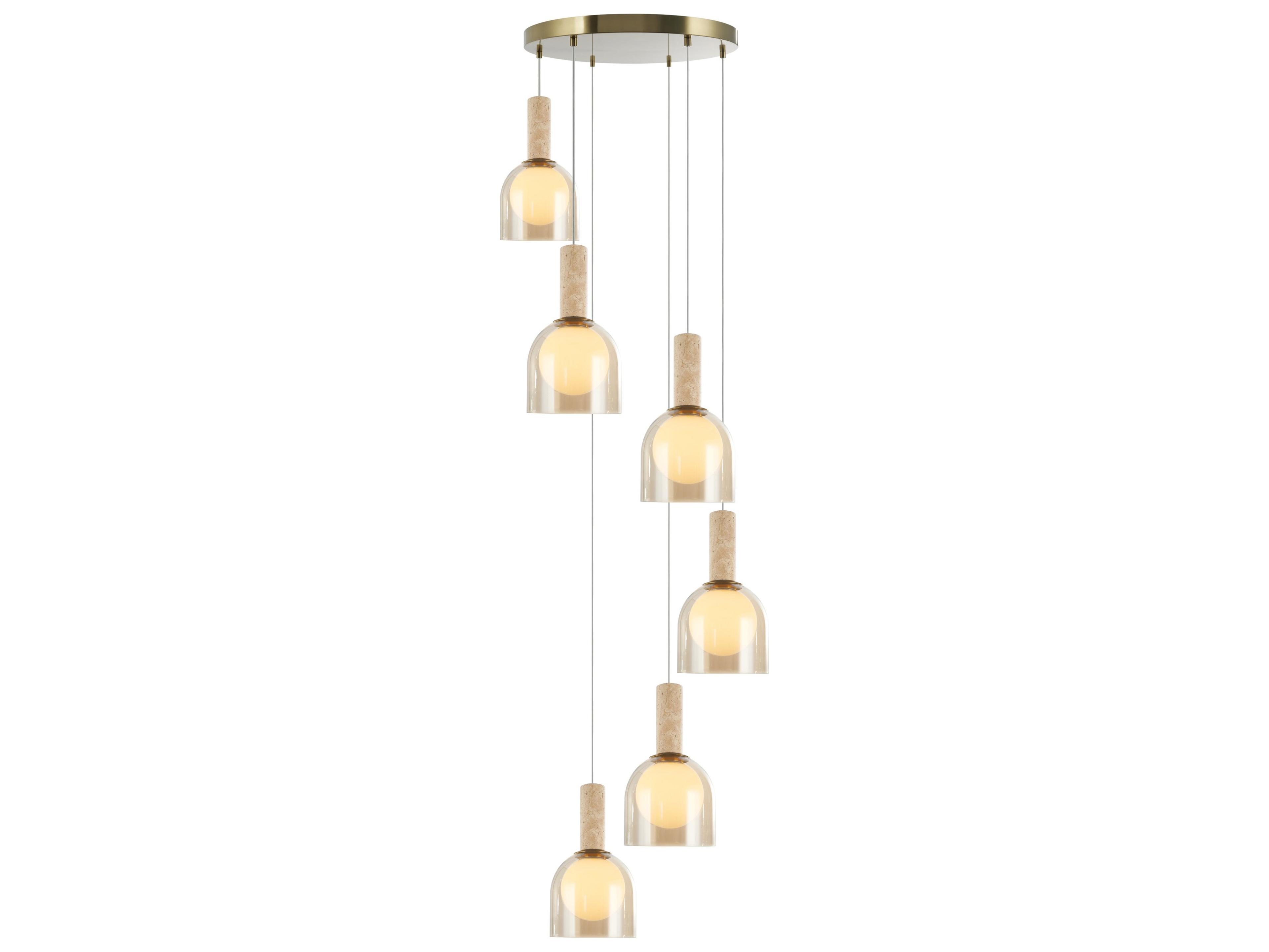 Juna Six Light Pendant in Brass