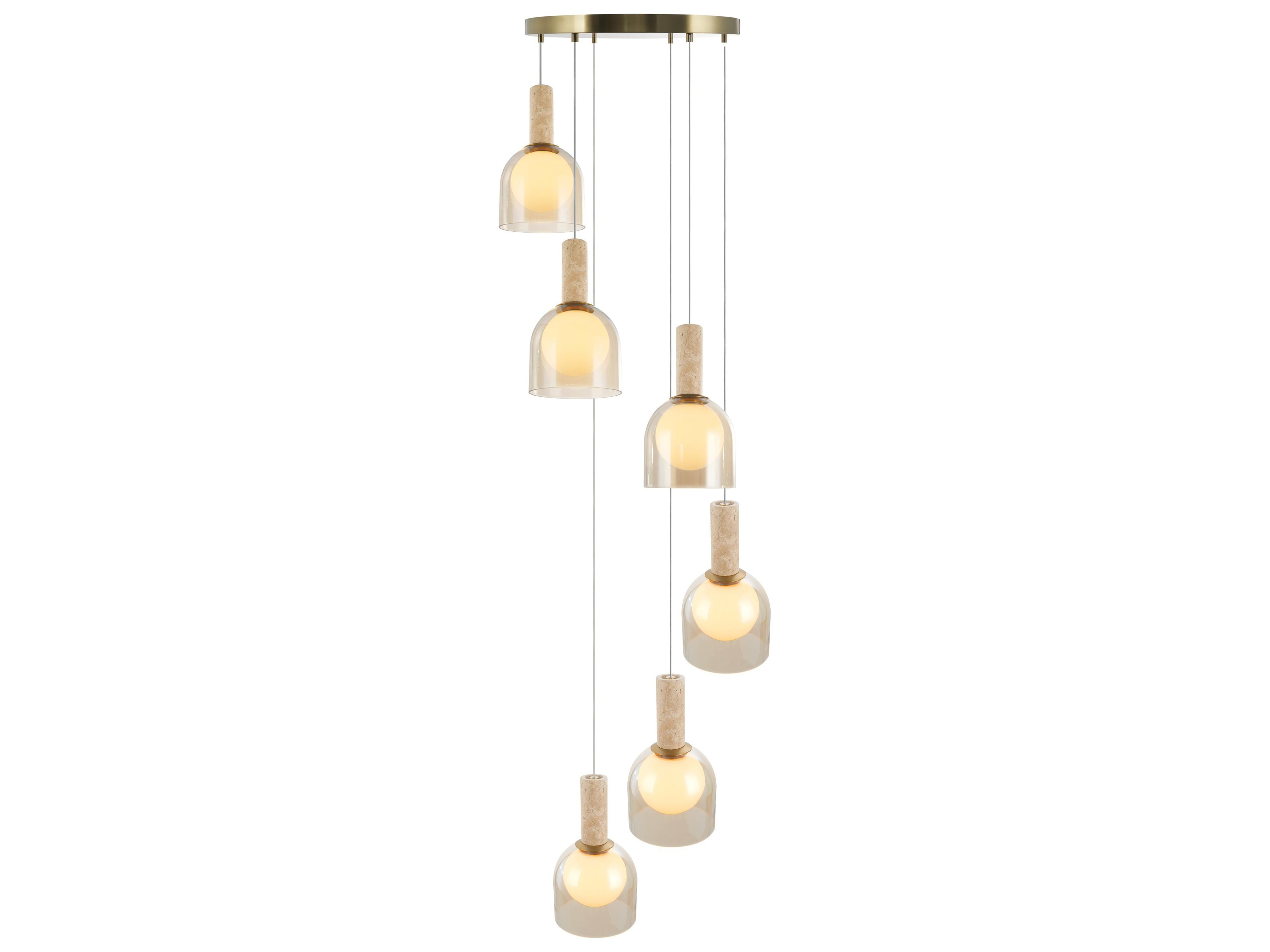 Artcraft Juna 6-Light Brass Globe Round Pendant