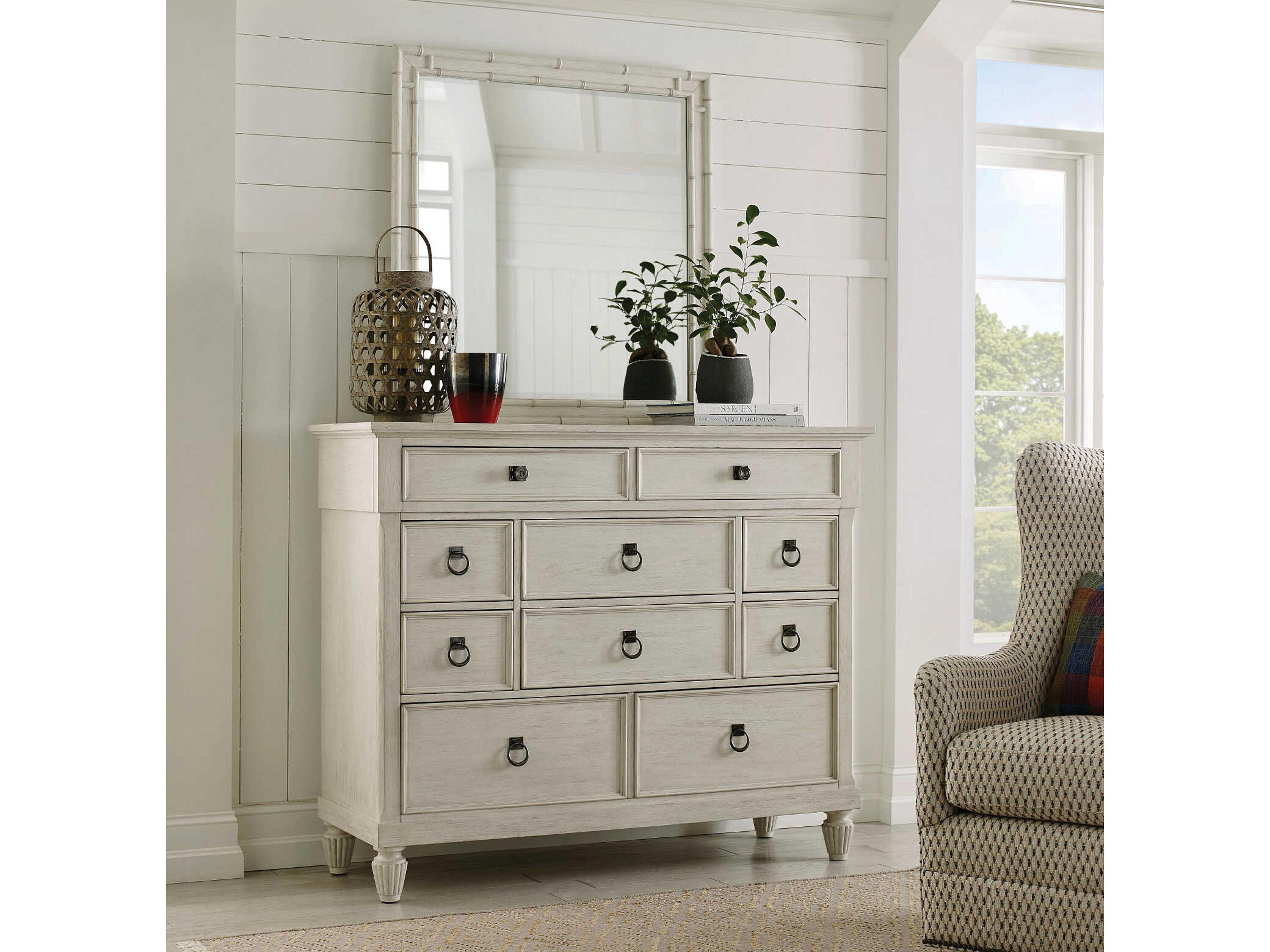 Grand Bay White Hardwood Dresser with Mirror