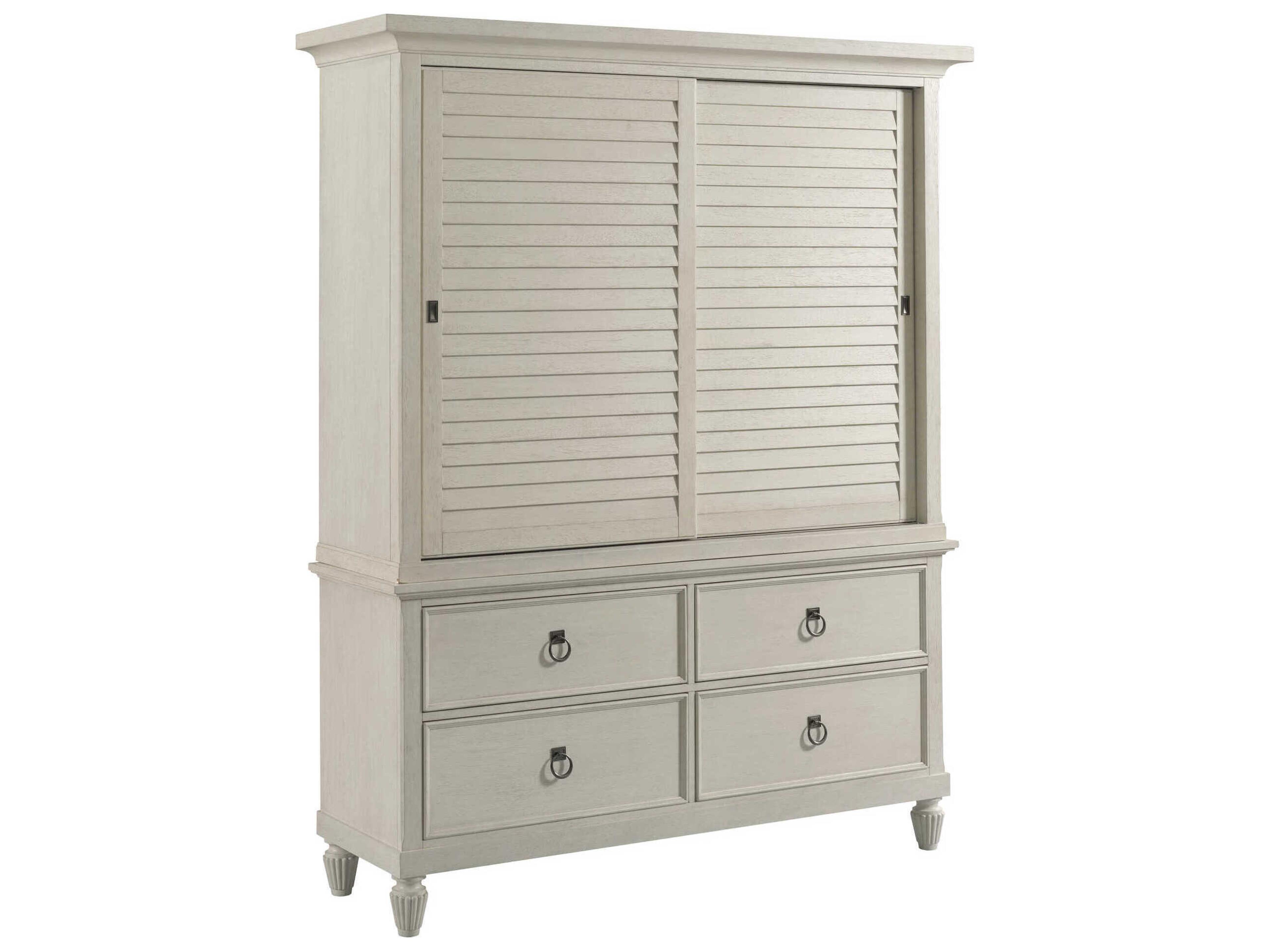 Grand Bay Media Egret White Hardwood Wardrobe Armoire