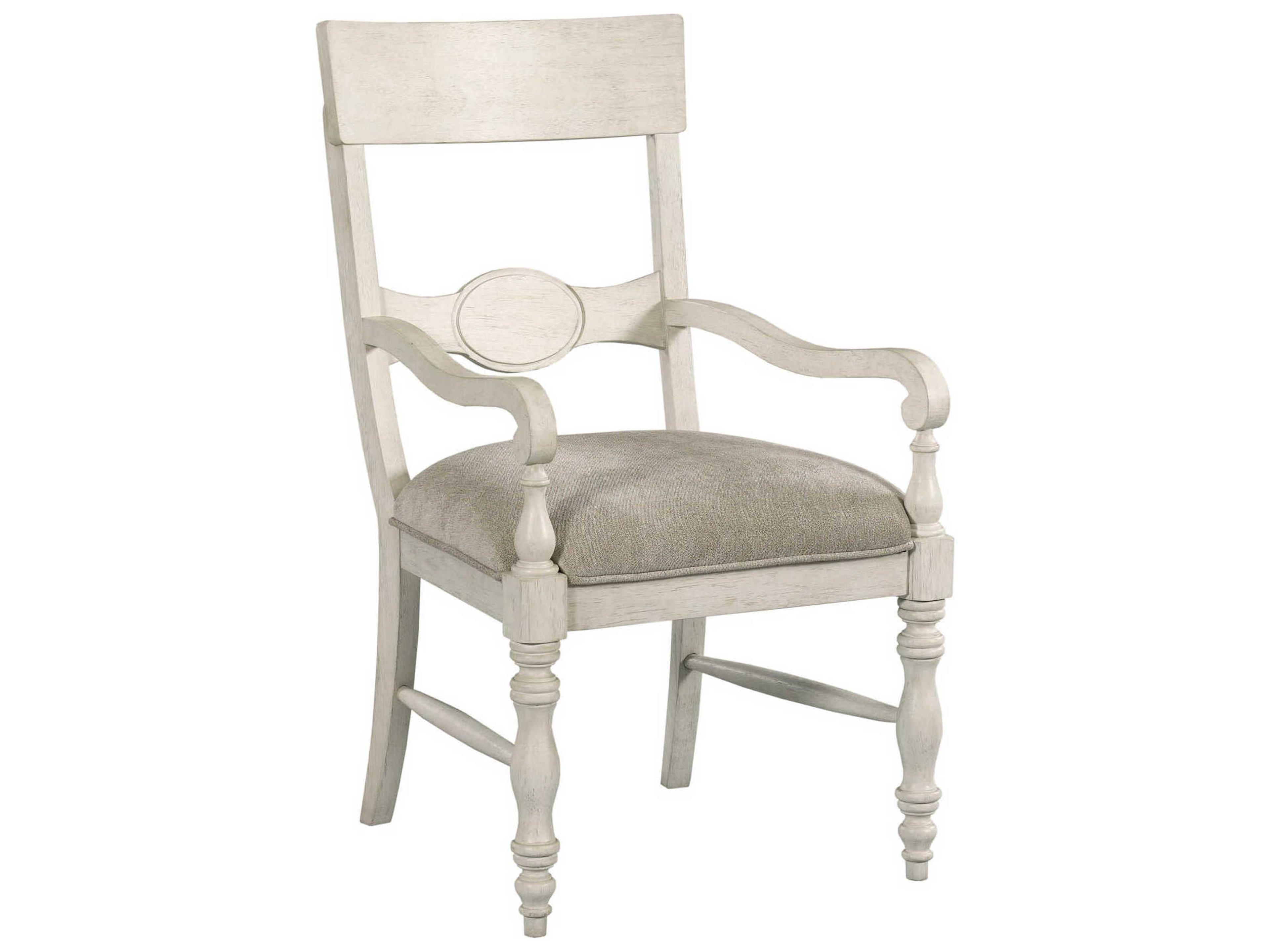 Grand Bay Hardwood White Upholstered Arm Dining Chair