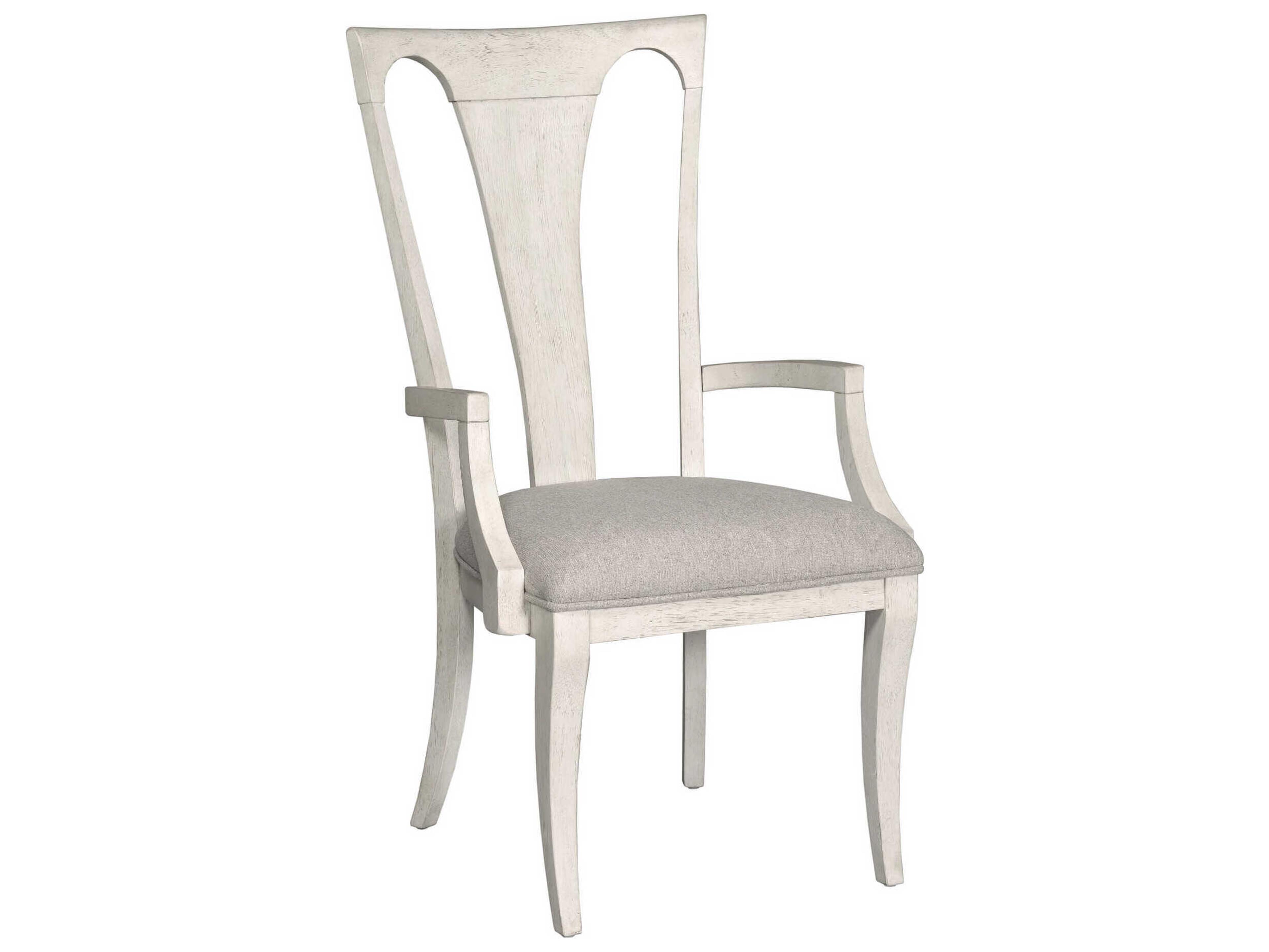 Harmony Nevin Oak Wood White Upholstered Arm Dining Chair