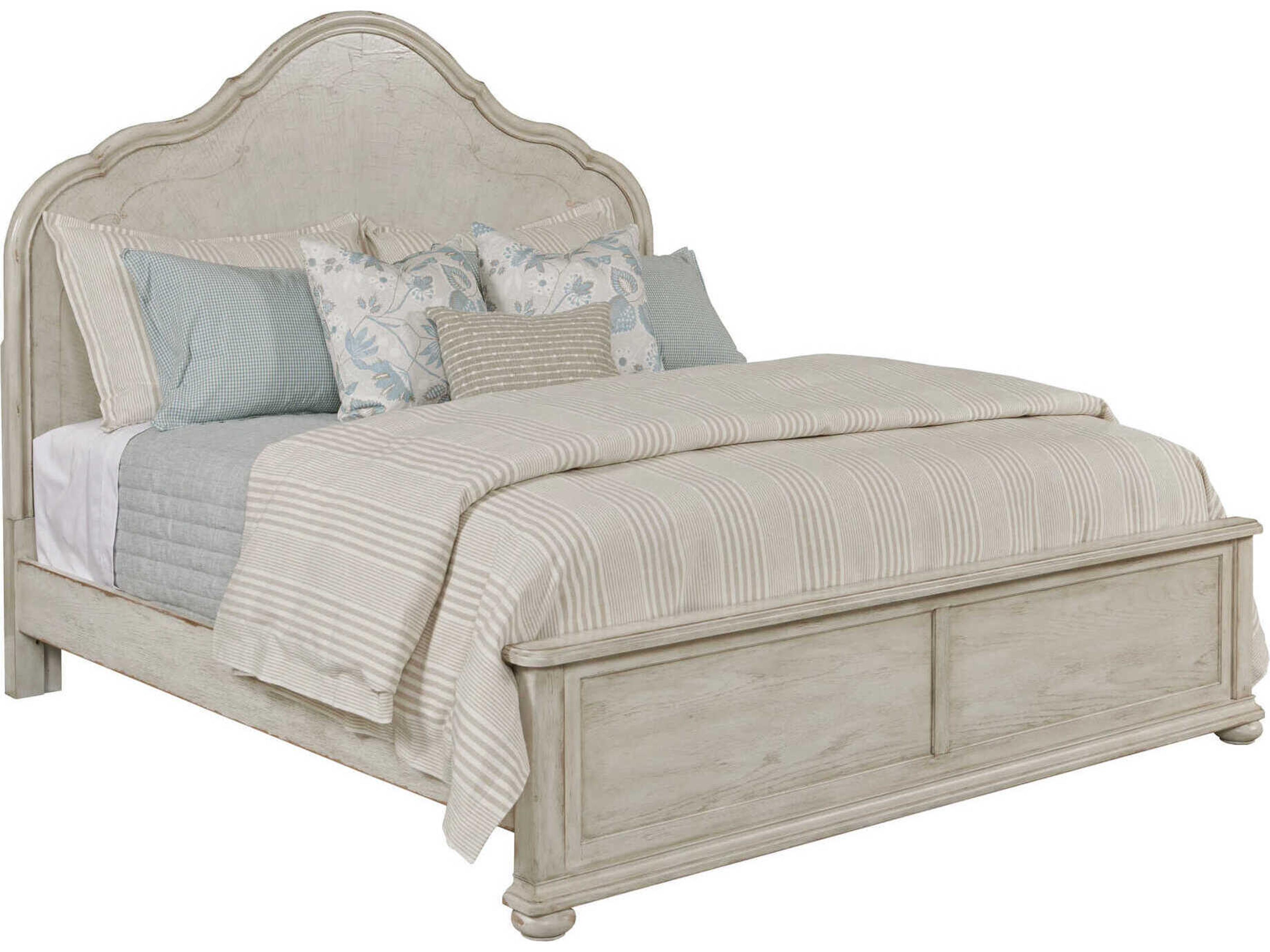 Cambric Vignette Creme White Oak Wood Queen Panel Bed
