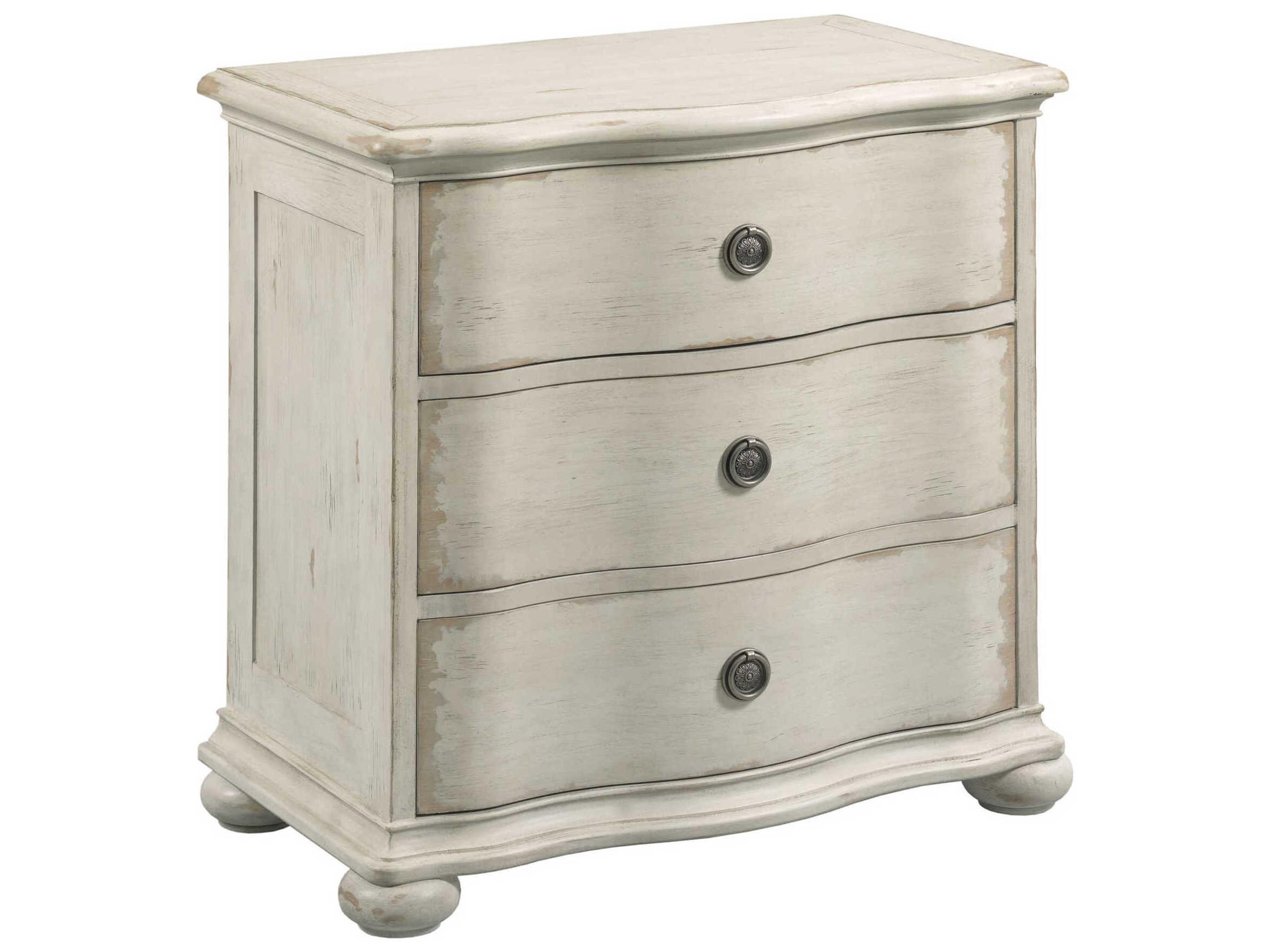 Cambric Helene 3-Drawers White Oak Wood Nightstand