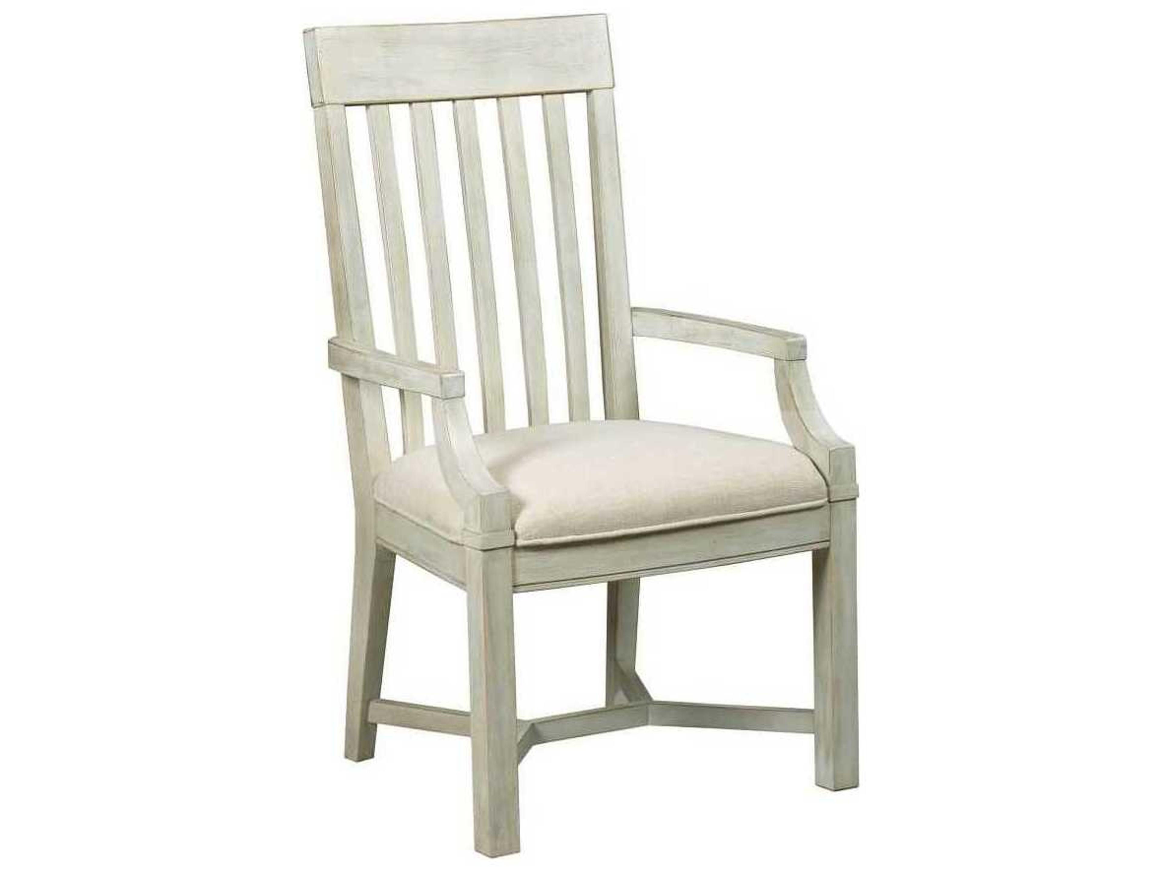 Litchfield James Hardwood White Upholstered Arm Dining Chair