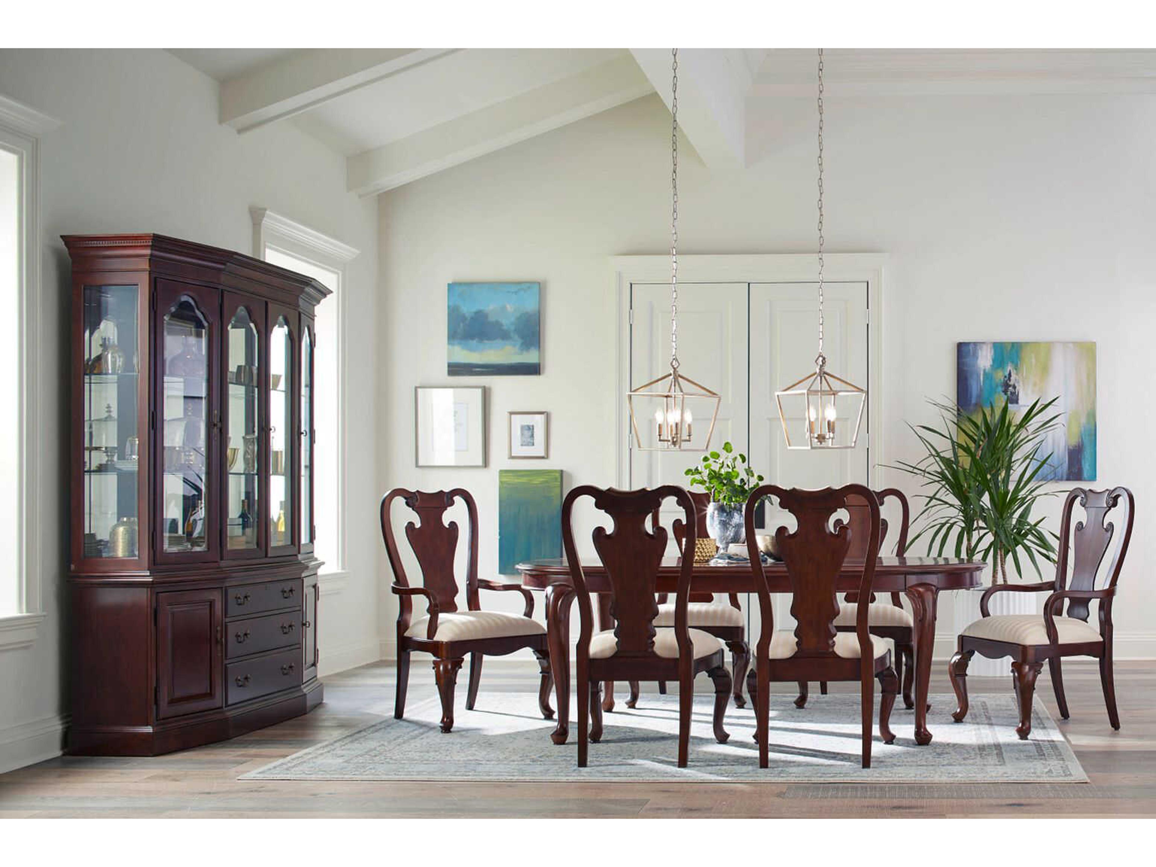 American Drew Cherry Grove Wood Upholstered Arm Dining Chair