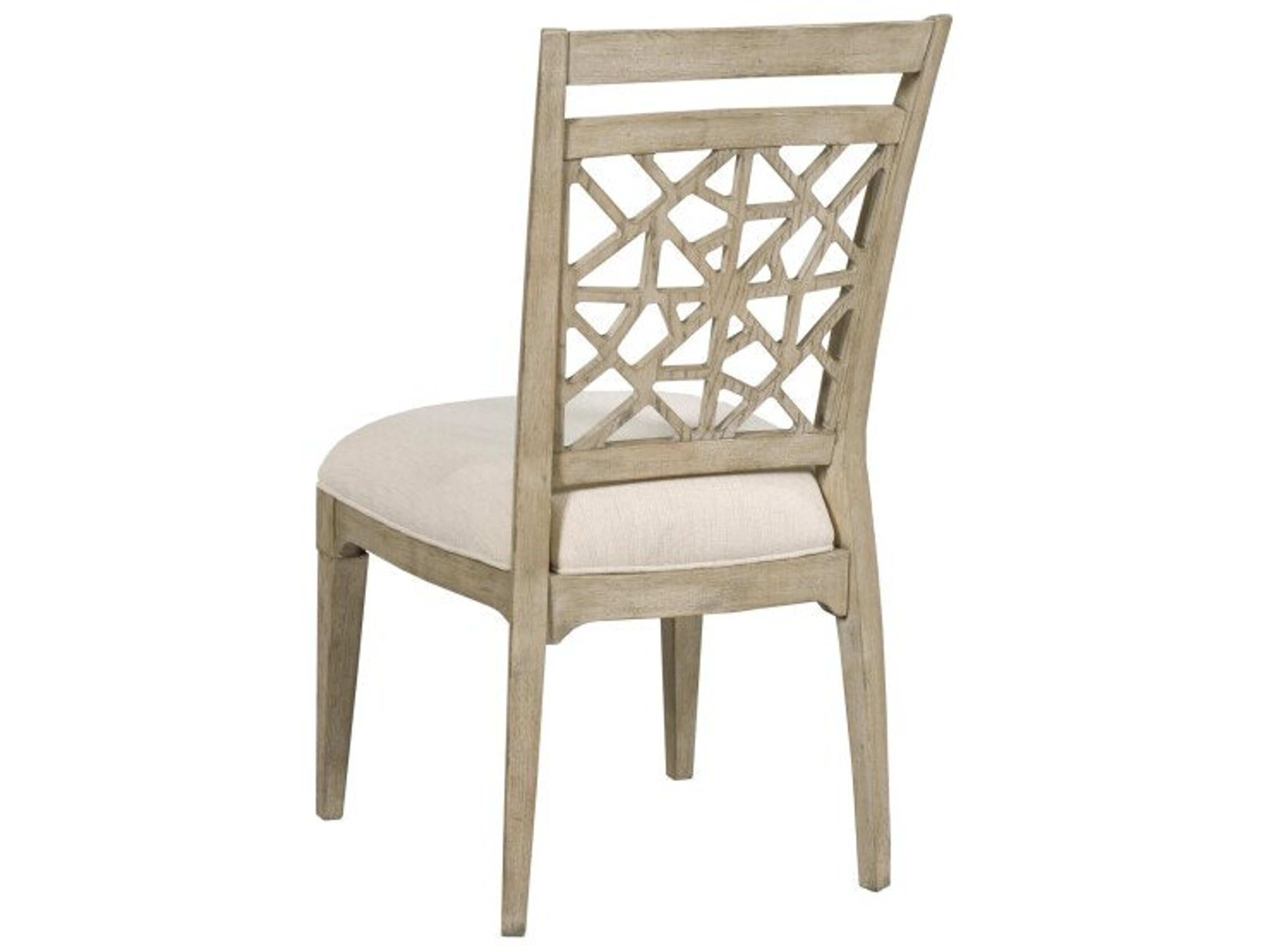 American Drew Vista Oak Wood Beige Upholstered Armless Dining Chair