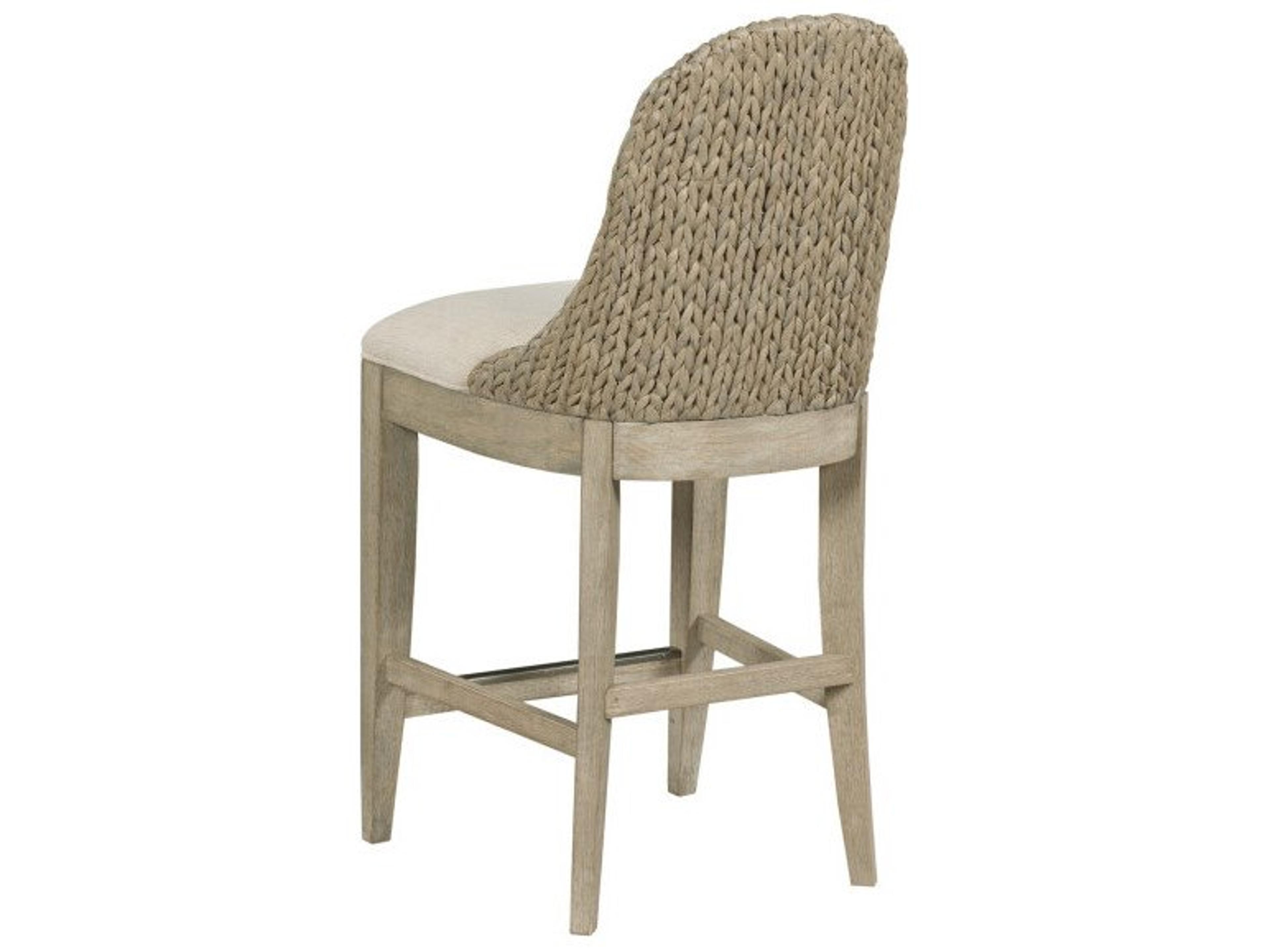 American Drew Vista Upholstered Oak Wood Table Stool