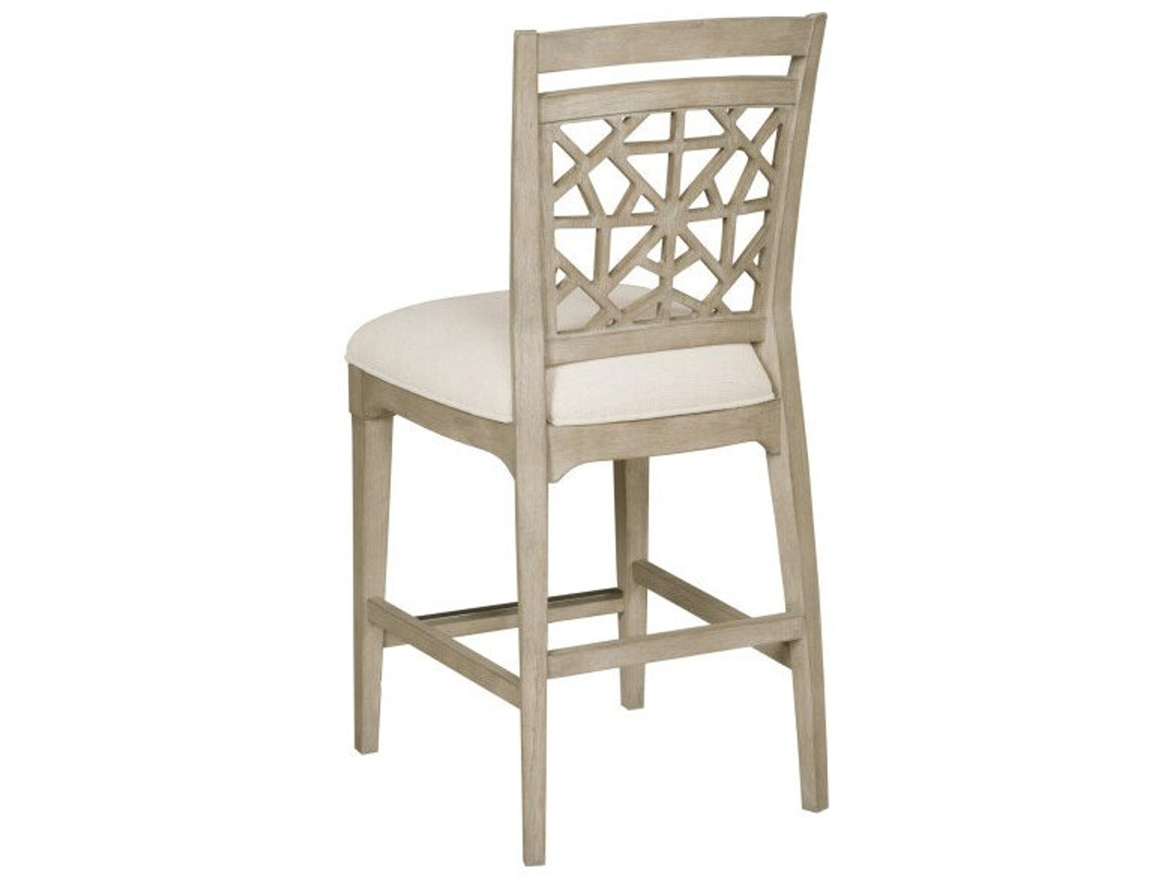 American Drew Vista Upholstered Oak Wood Table Stool