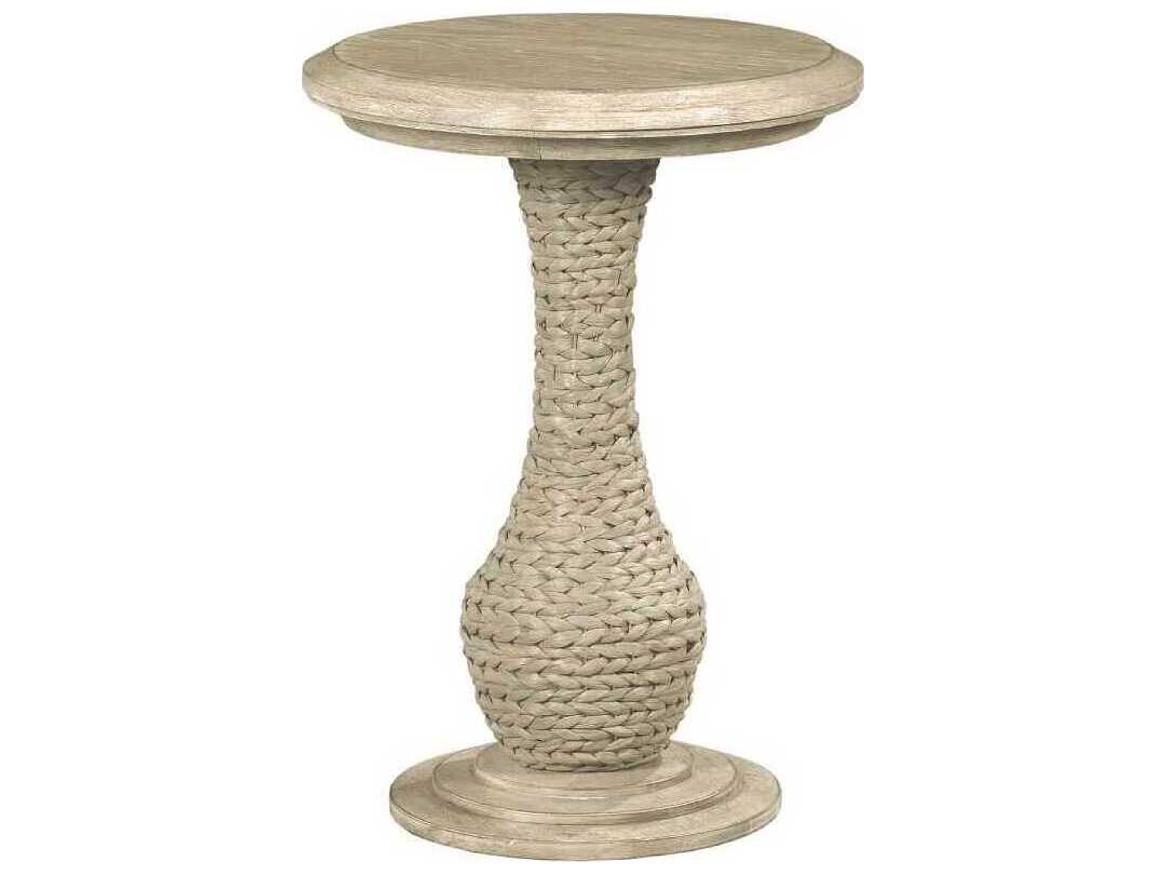 Vista Bisycane Round Wood Oyster End Table