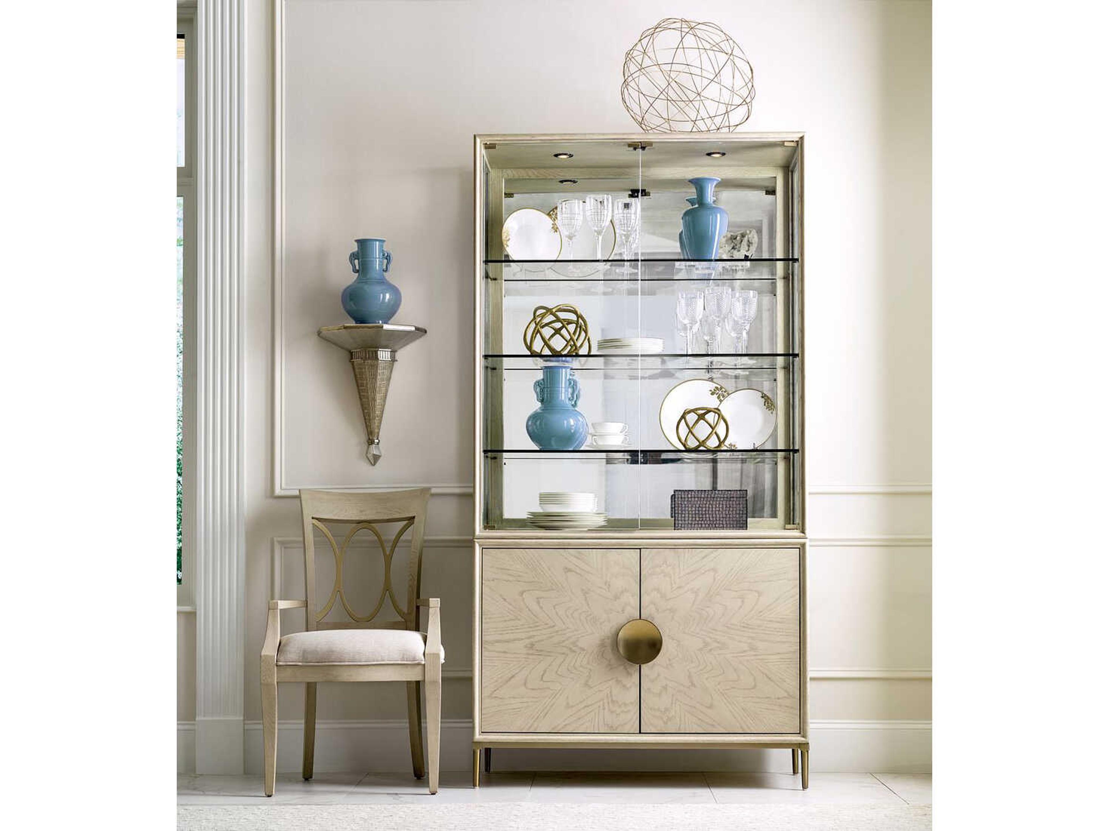 American Drew Lenox Baltic Hardwood Alabaster Display Cabinet