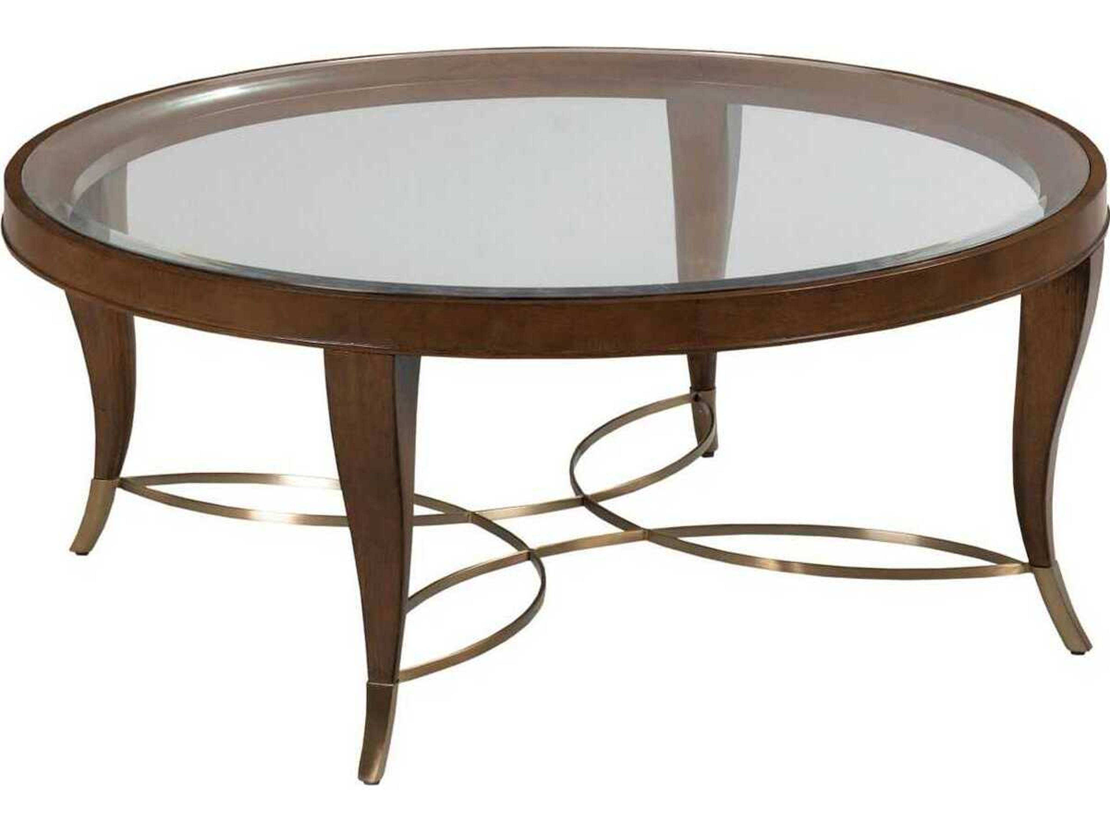 Vantage Round Coffee Table with Glass Top and Walnut Base