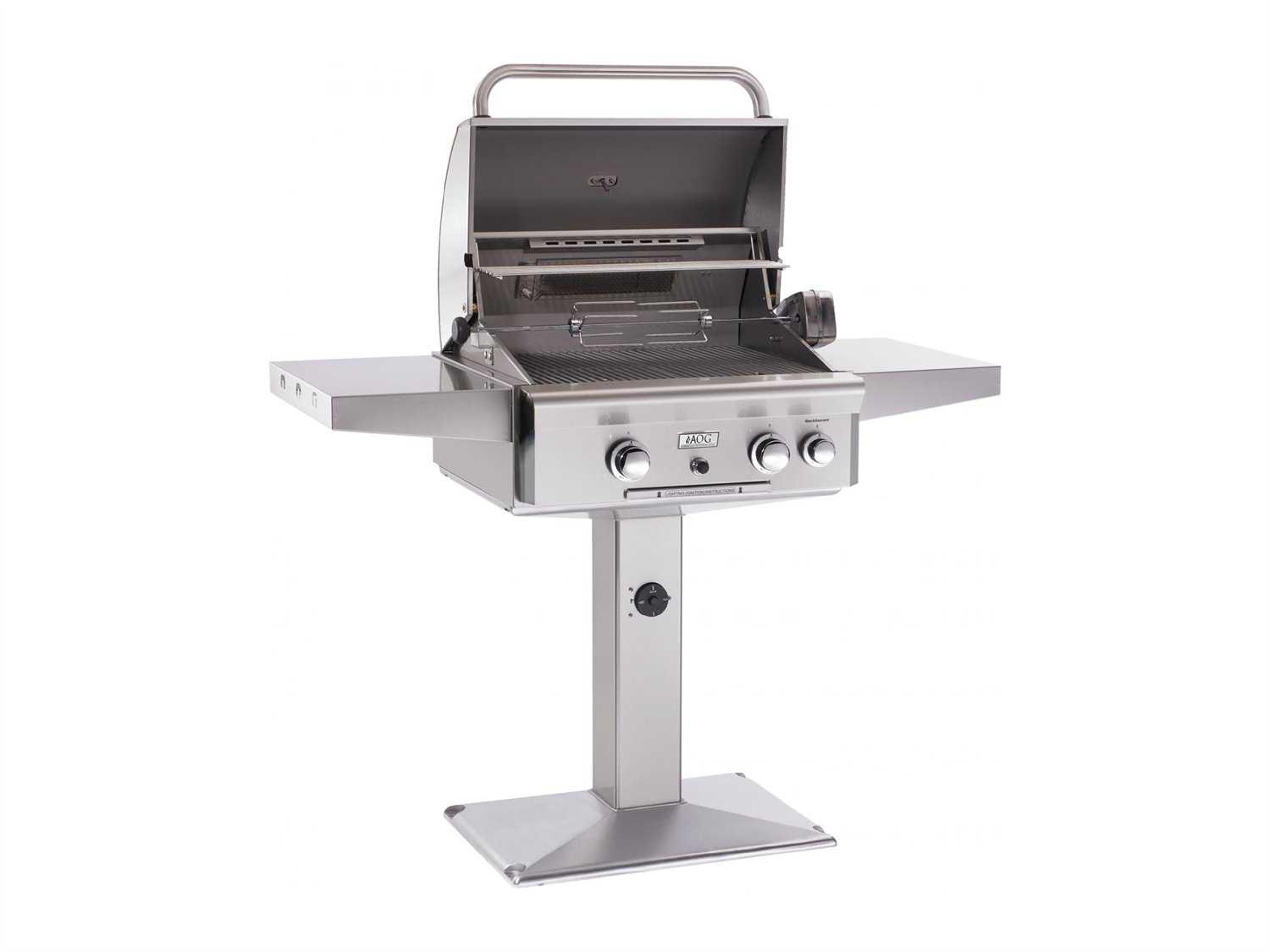 AOG L Series Post Mount 24'' BBQ Grill with Rotisserie and Back Burner
