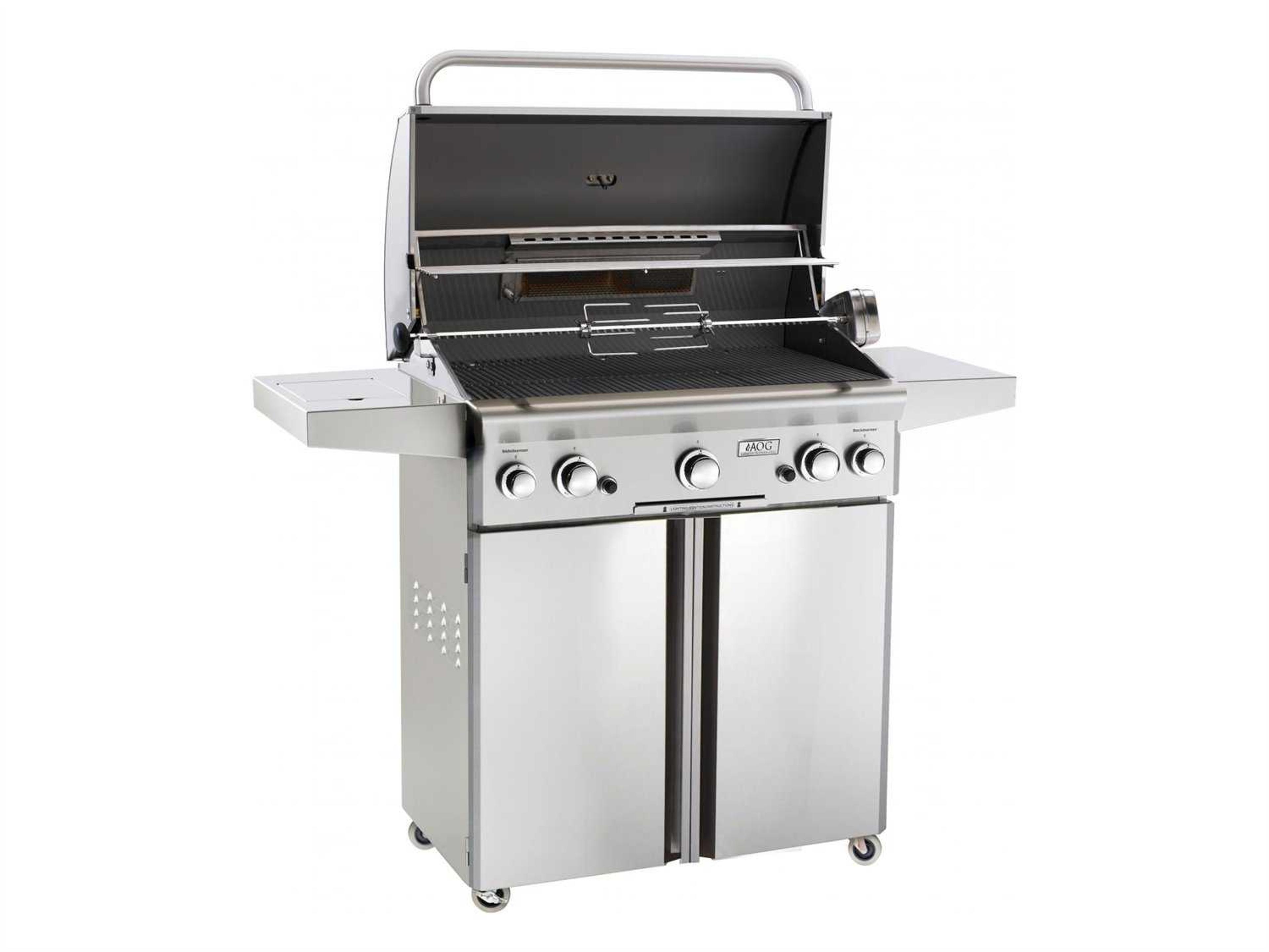AOG T Series Portable 30'' On Cart BBQ Grill with Rotisserie Back Burner & Side Burner