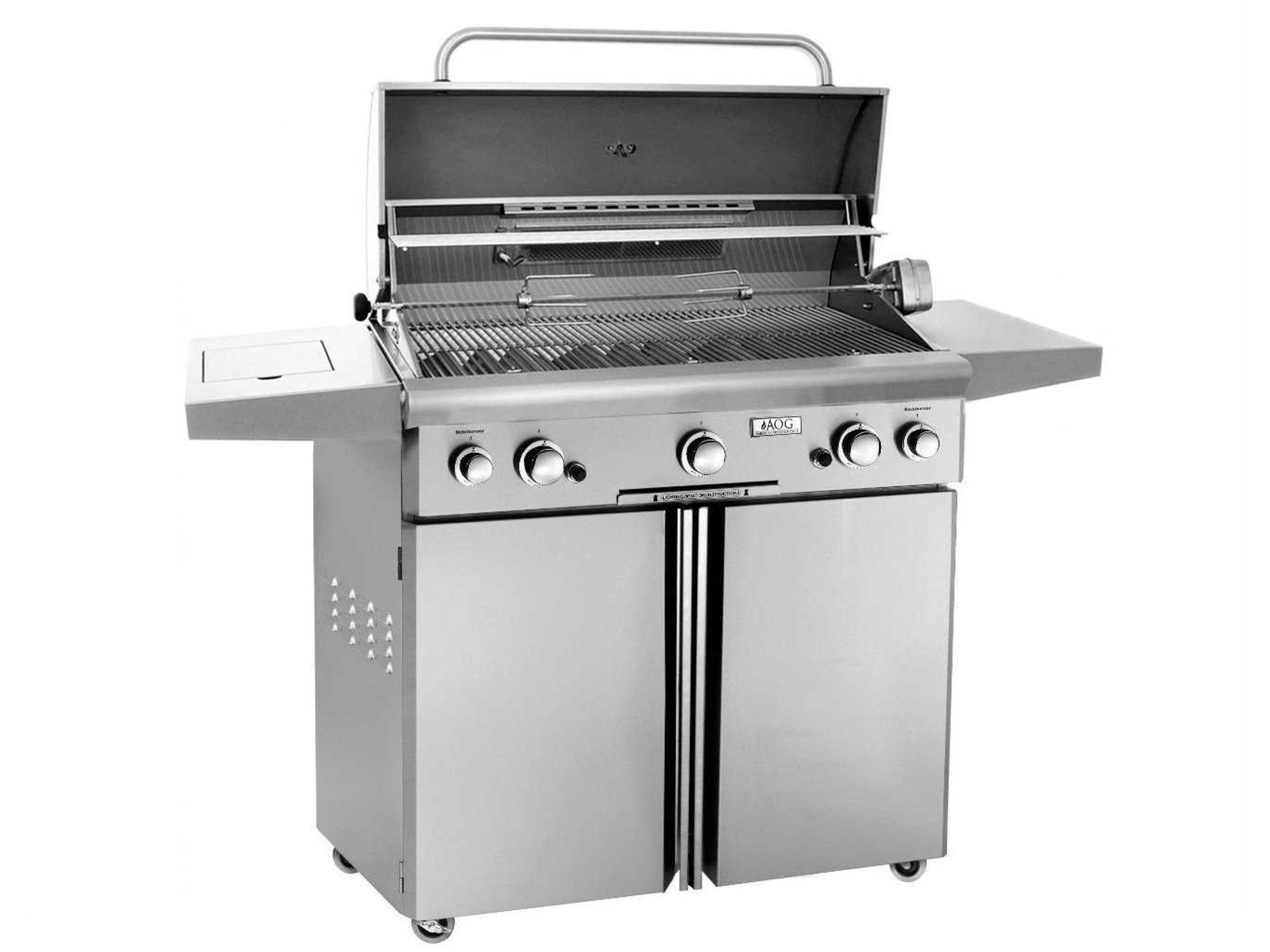 AOG L Series Portable 36'' On Cart BBQ Grill with Rotisserie Back Burner & Side Burner