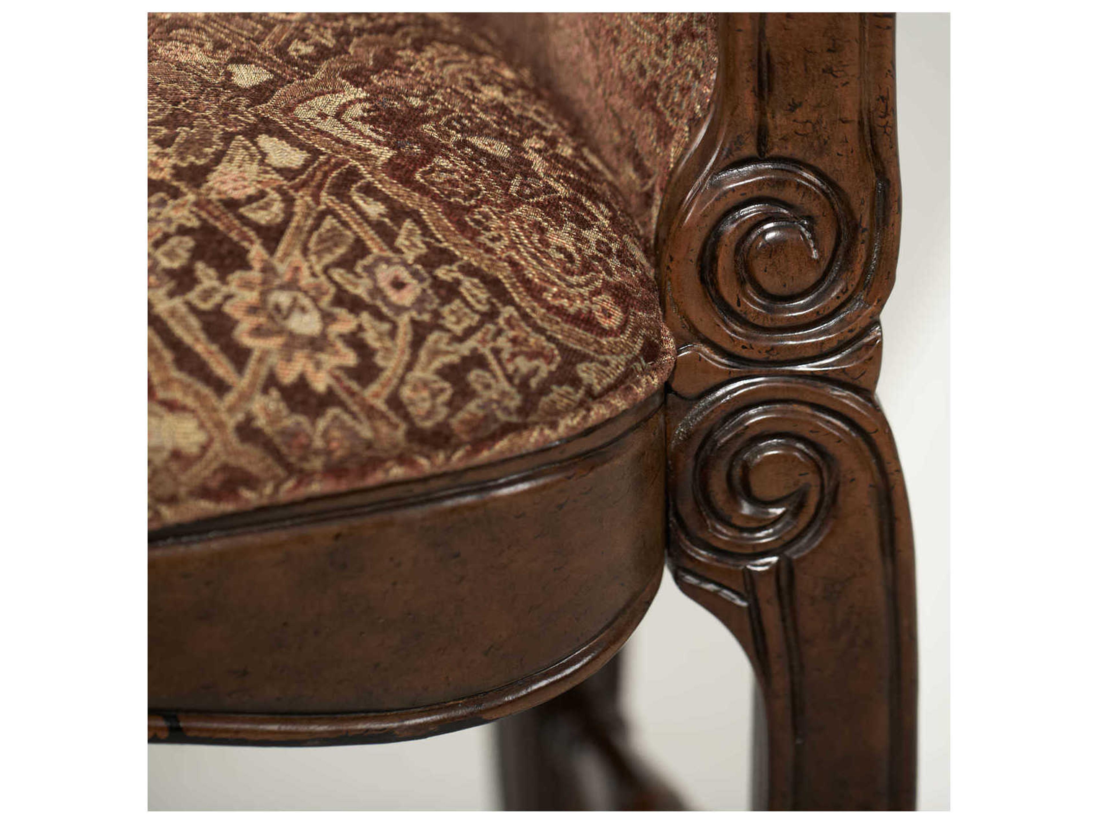 Luxecor Gilded Upholstered Bronze & Gold Vintage Fruitwood Counter Stool