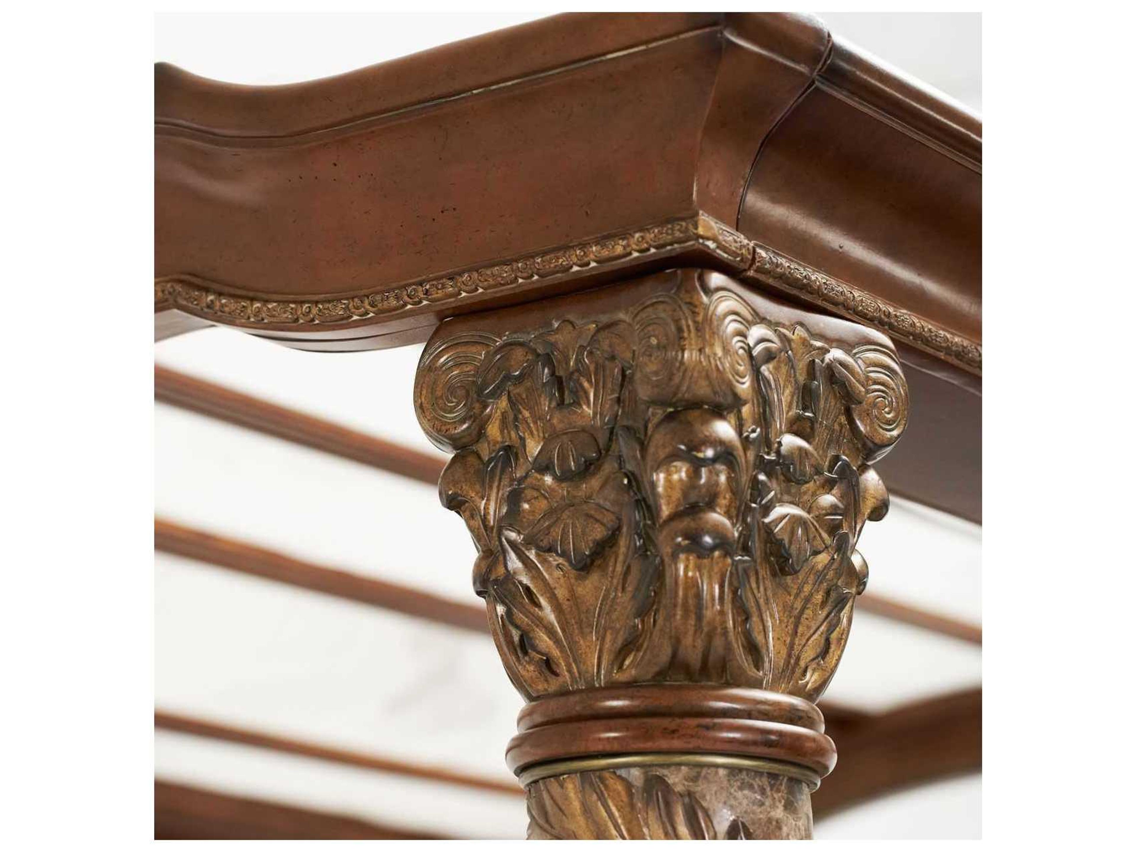 Michael Amini Villa Valencia Classic Chestnut Brown Wood King Canopy Bed