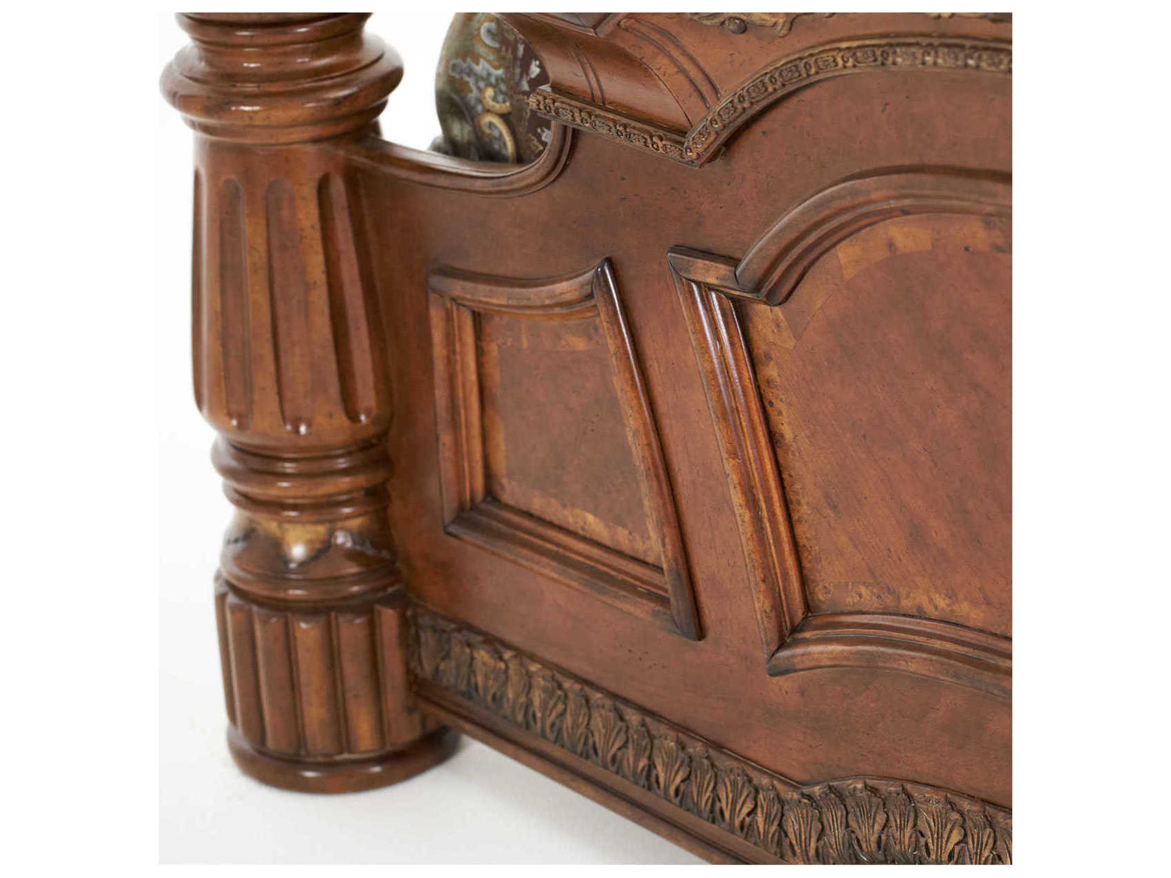 Luxecor Gilded Brown Poplar Wood King Poster Bed