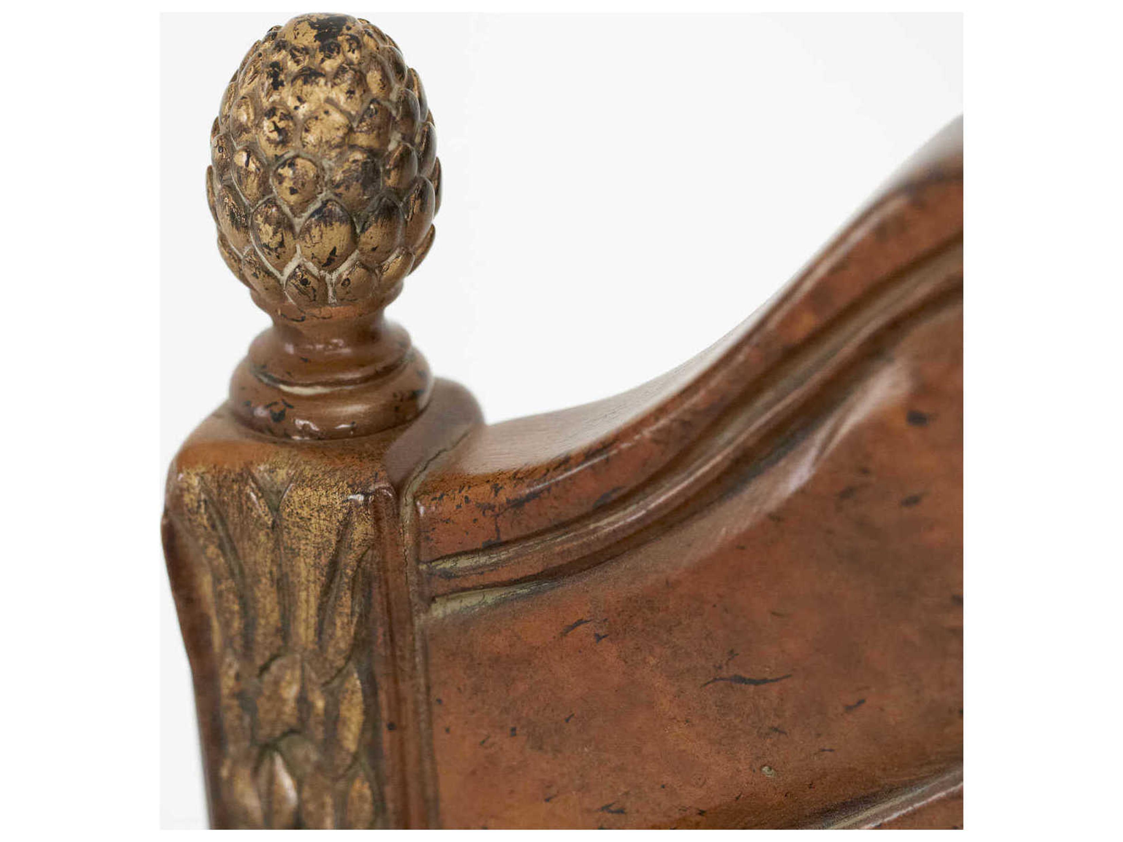 Luxecor Gilded Leather Birch Wood Beige Upholstered Arm Dining Chair