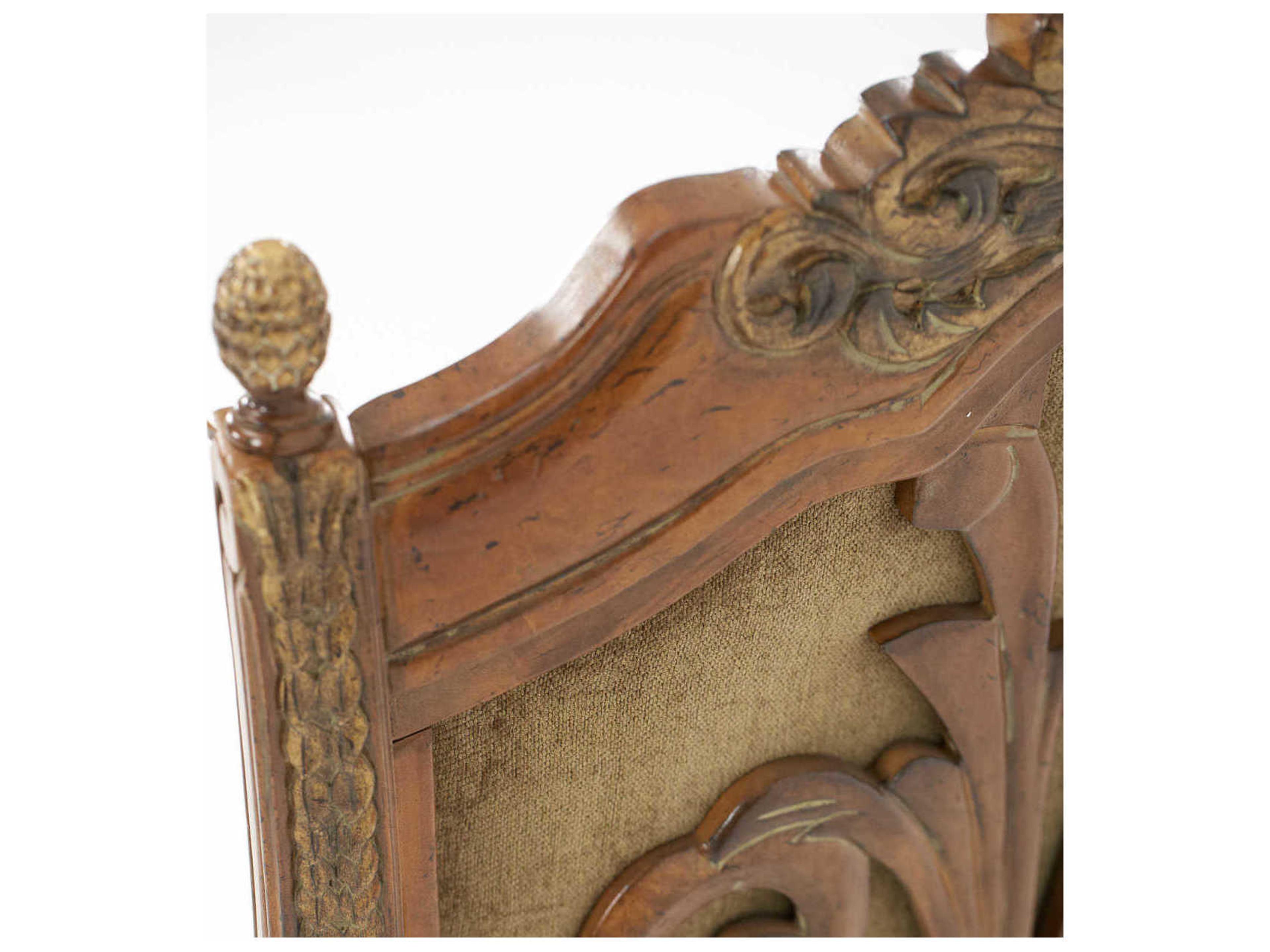 Luxecor Gilded Leather Birch Wood Beige Upholstered Arm Dining Chair