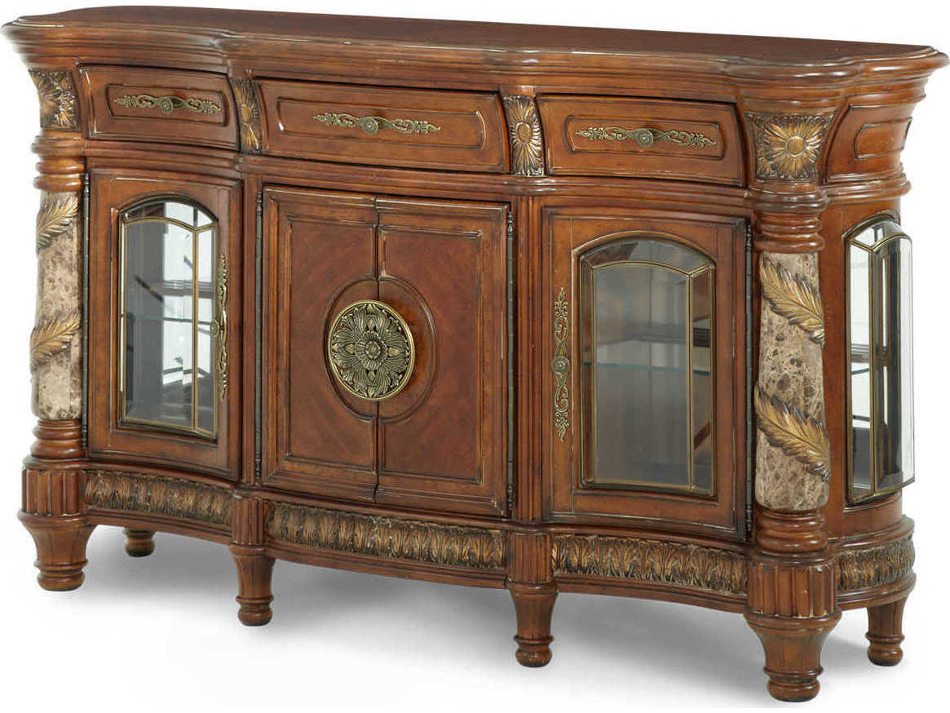 Luxecor Gilded 72" Birch Wood Classic Chestnut Sideboard