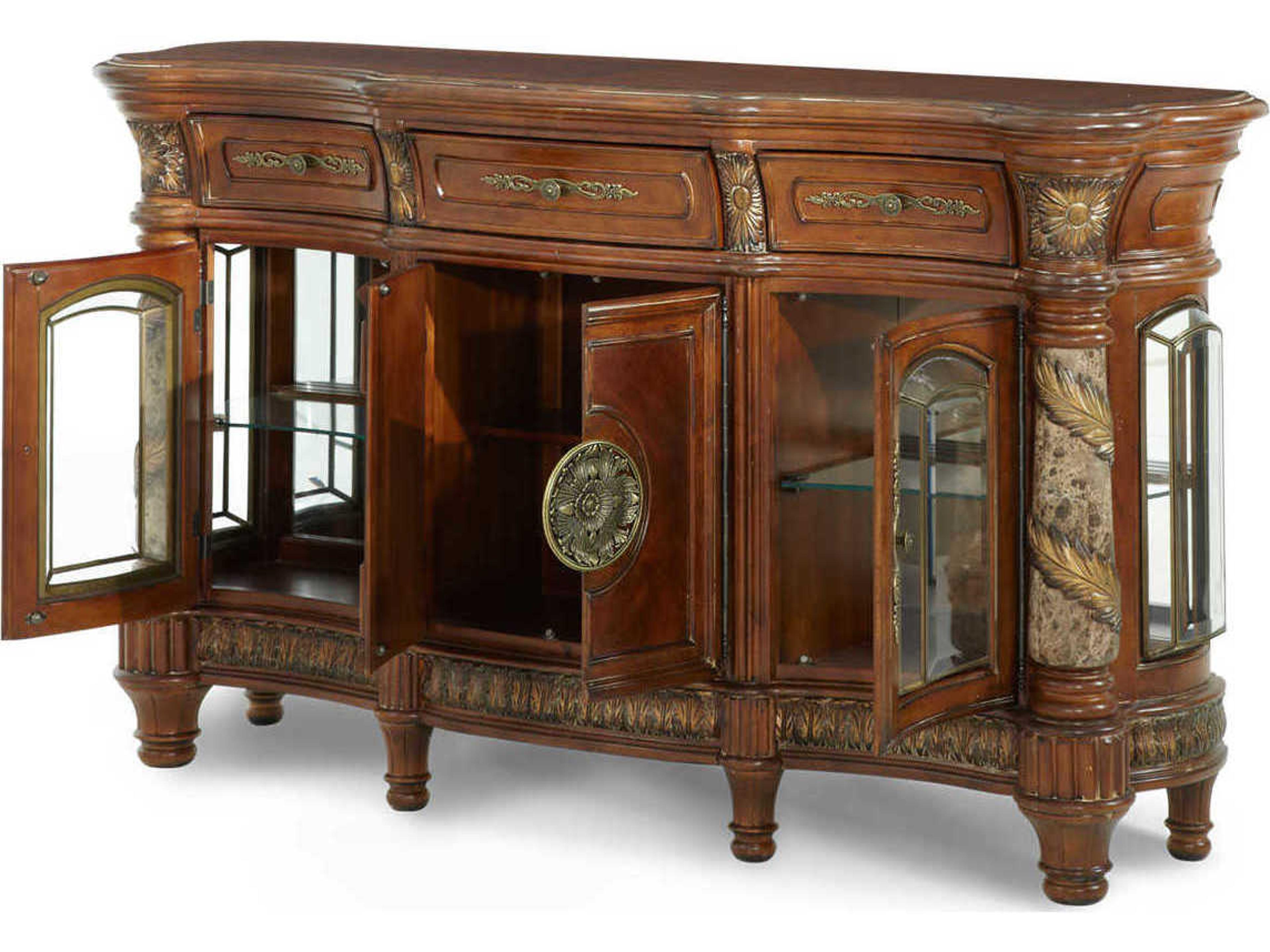 Luxecor Gilded 72" Birch Wood Classic Chestnut Sideboard