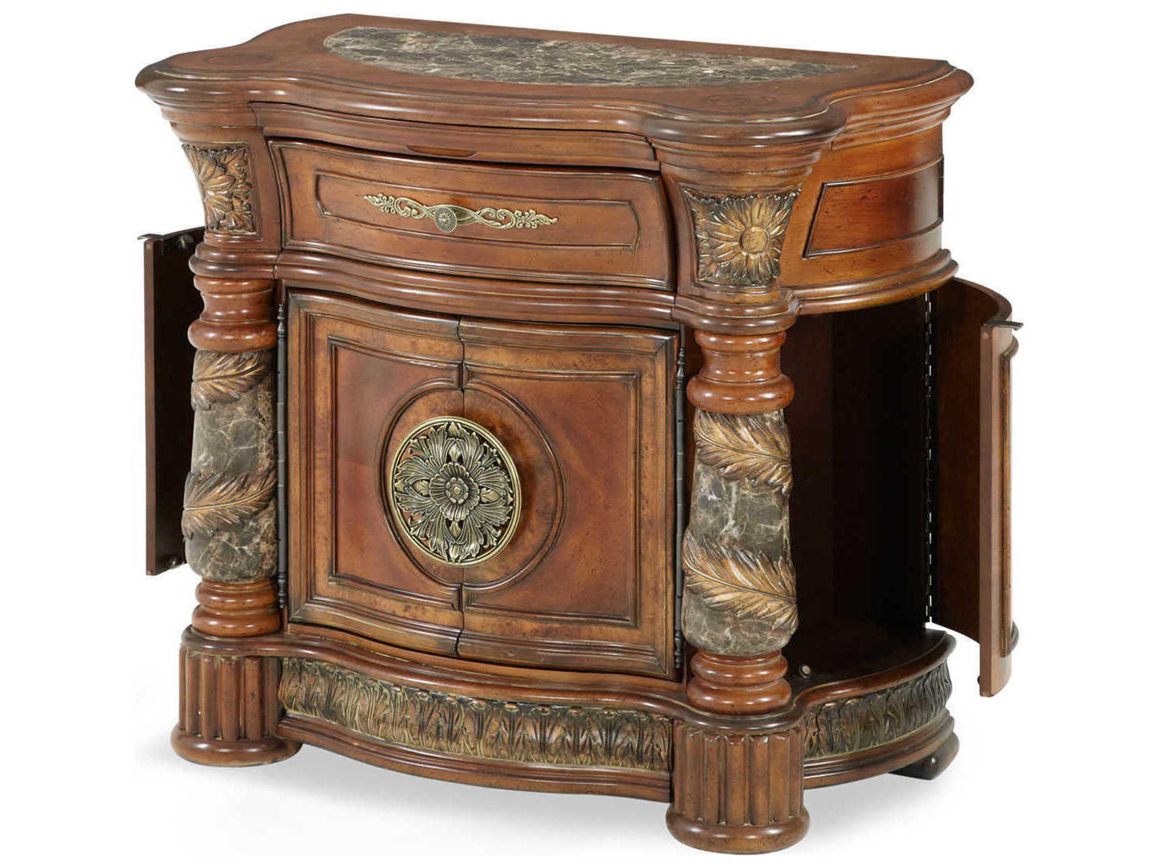 Luxecor Gilded 1-Drawer Brown Chest Nightstand