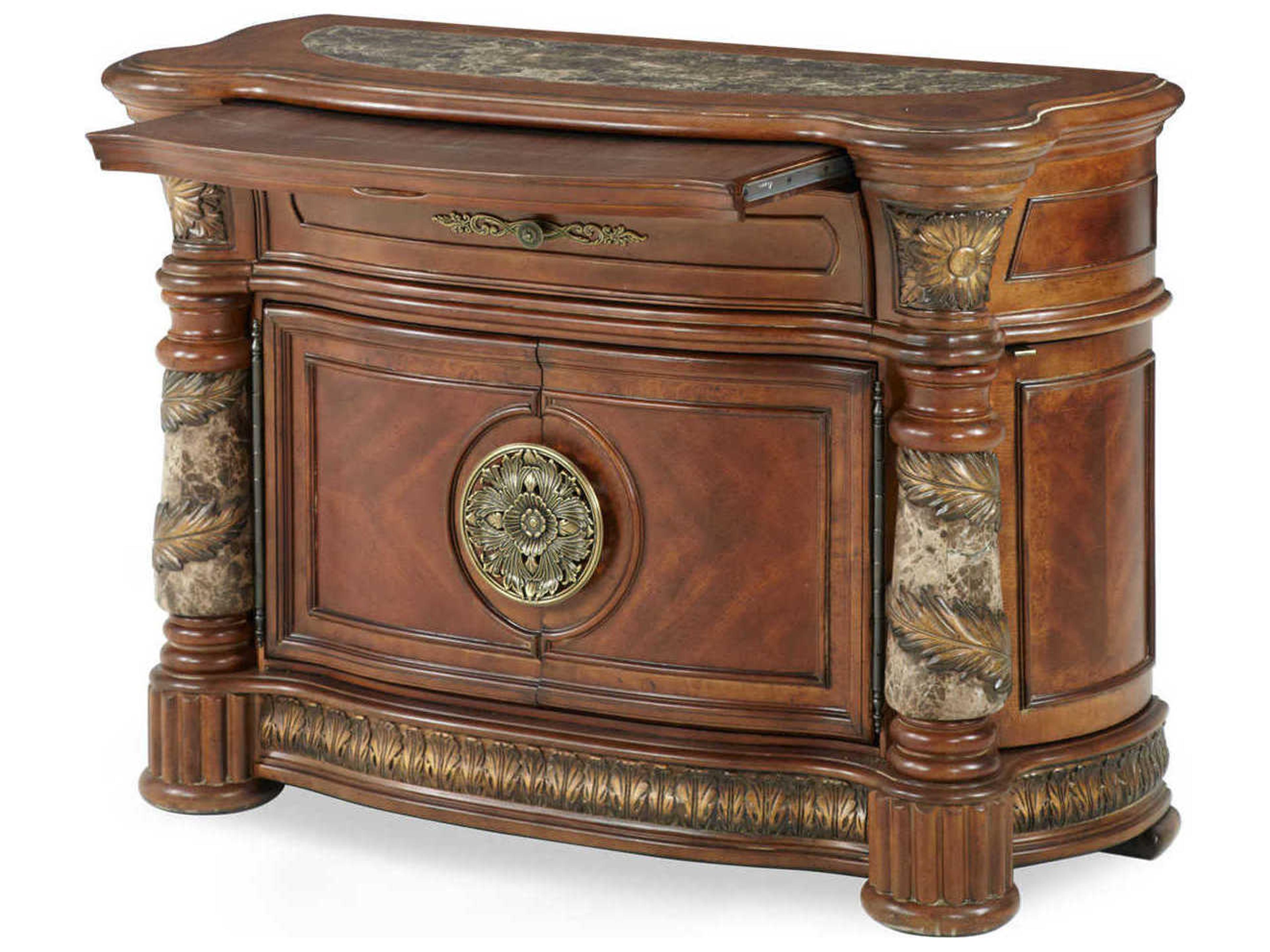 Luxecor Gilded 1-Drawer Brown Chest Nightstand