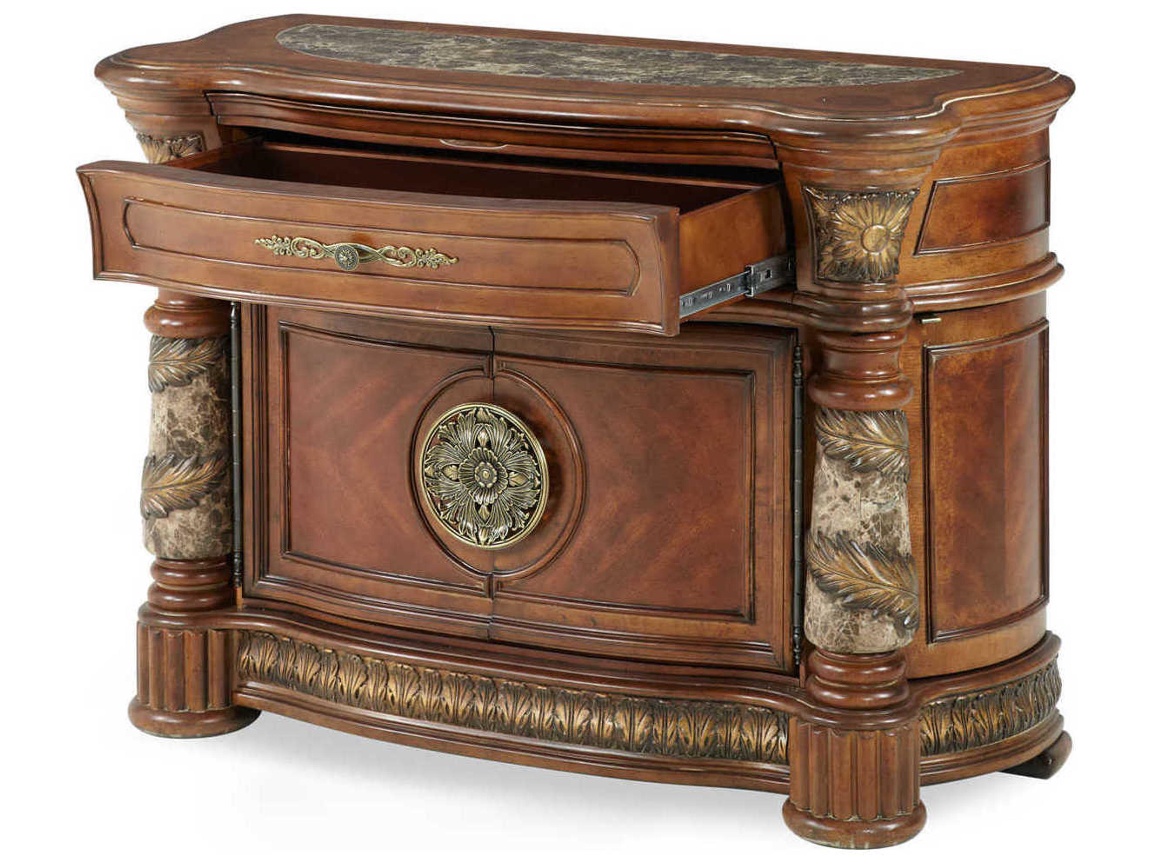 Luxecor Gilded 1-Drawer Brown Chest Nightstand