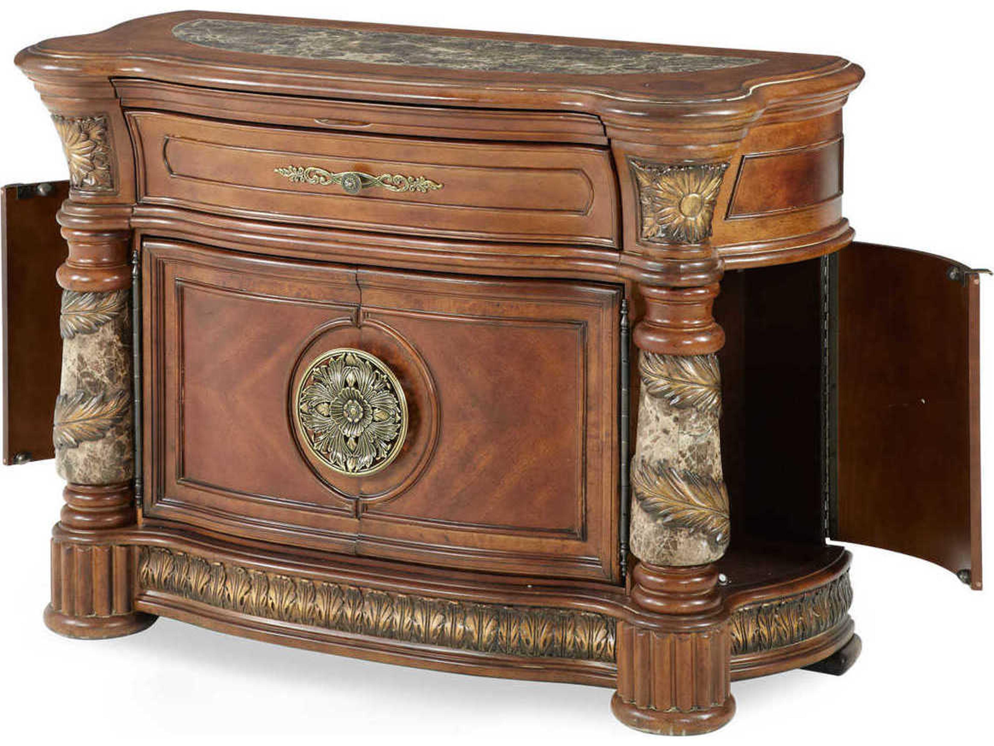 Luxecor Gilded 1-Drawer Brown Chest Nightstand