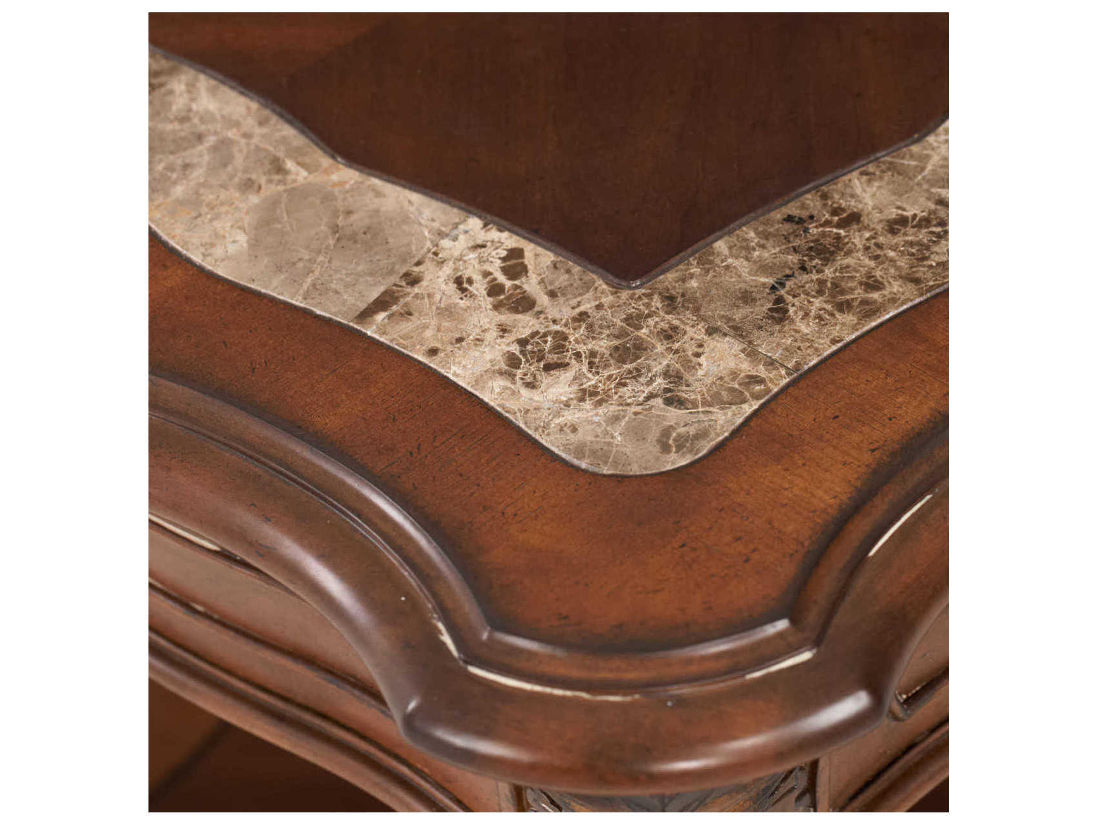 Luxecor Gilded Square Wood Classic Chestnut End Table