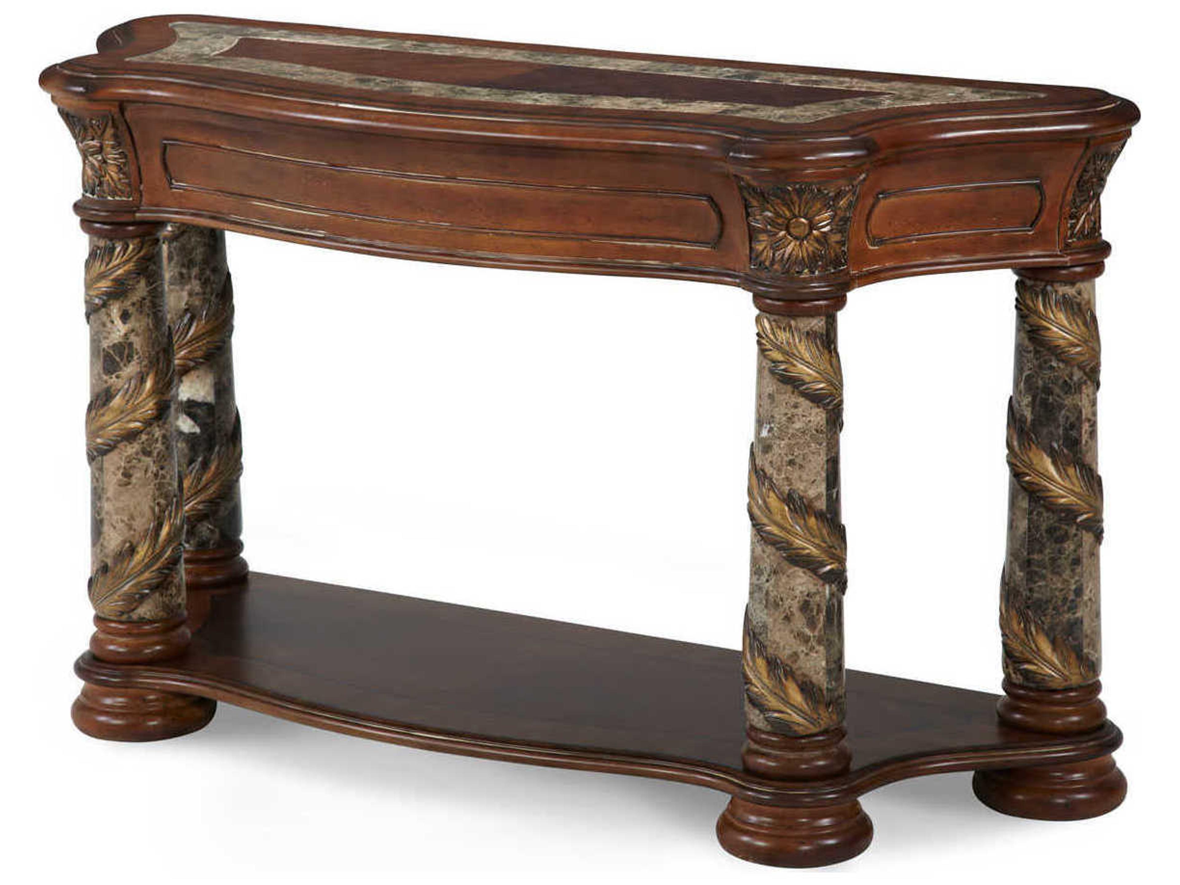 Villa Valencia Demilune Wood Classic Chestnut Console Table