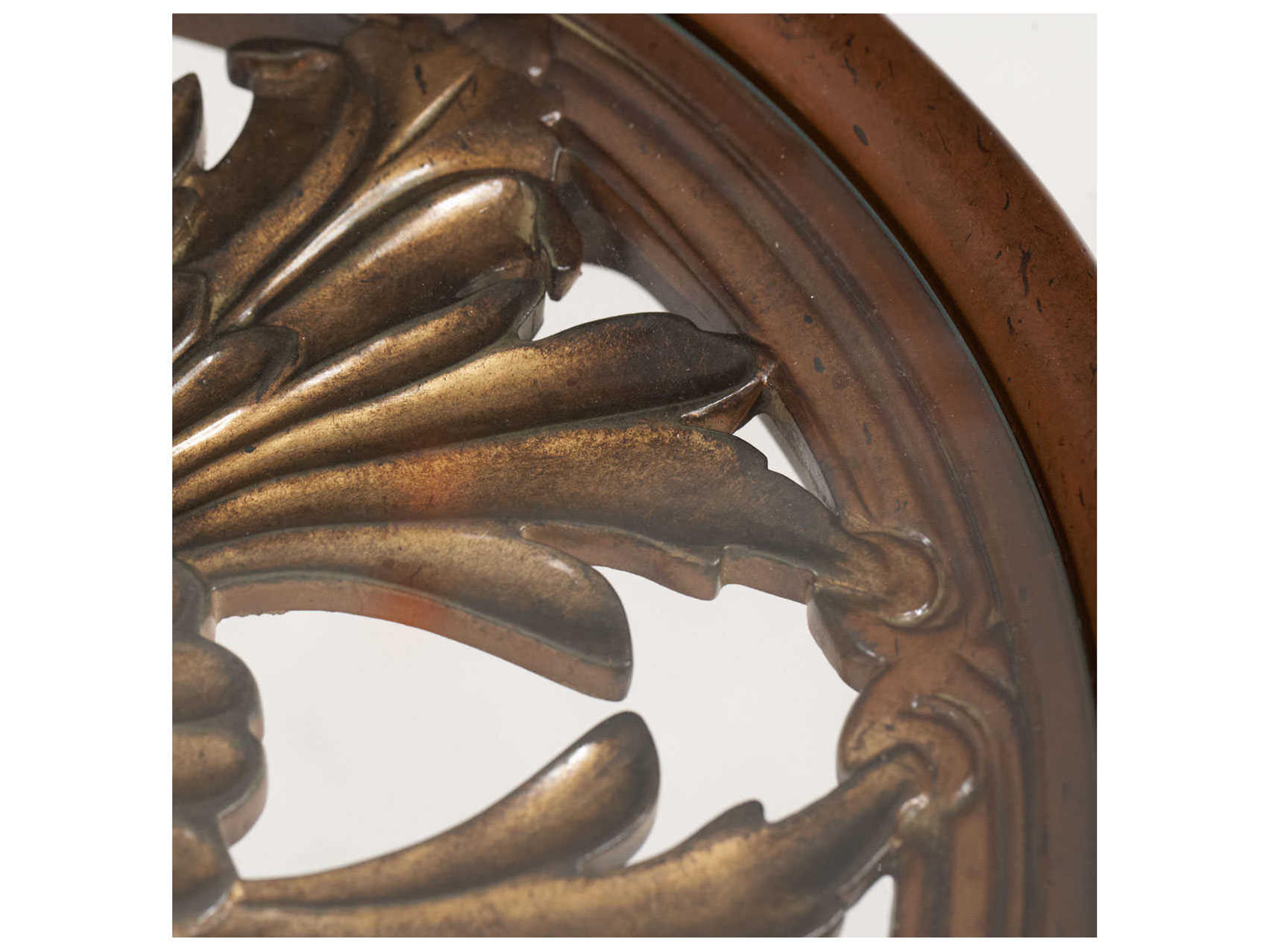 Luxecor Gilded Round Glass Classic Chestnut End Table