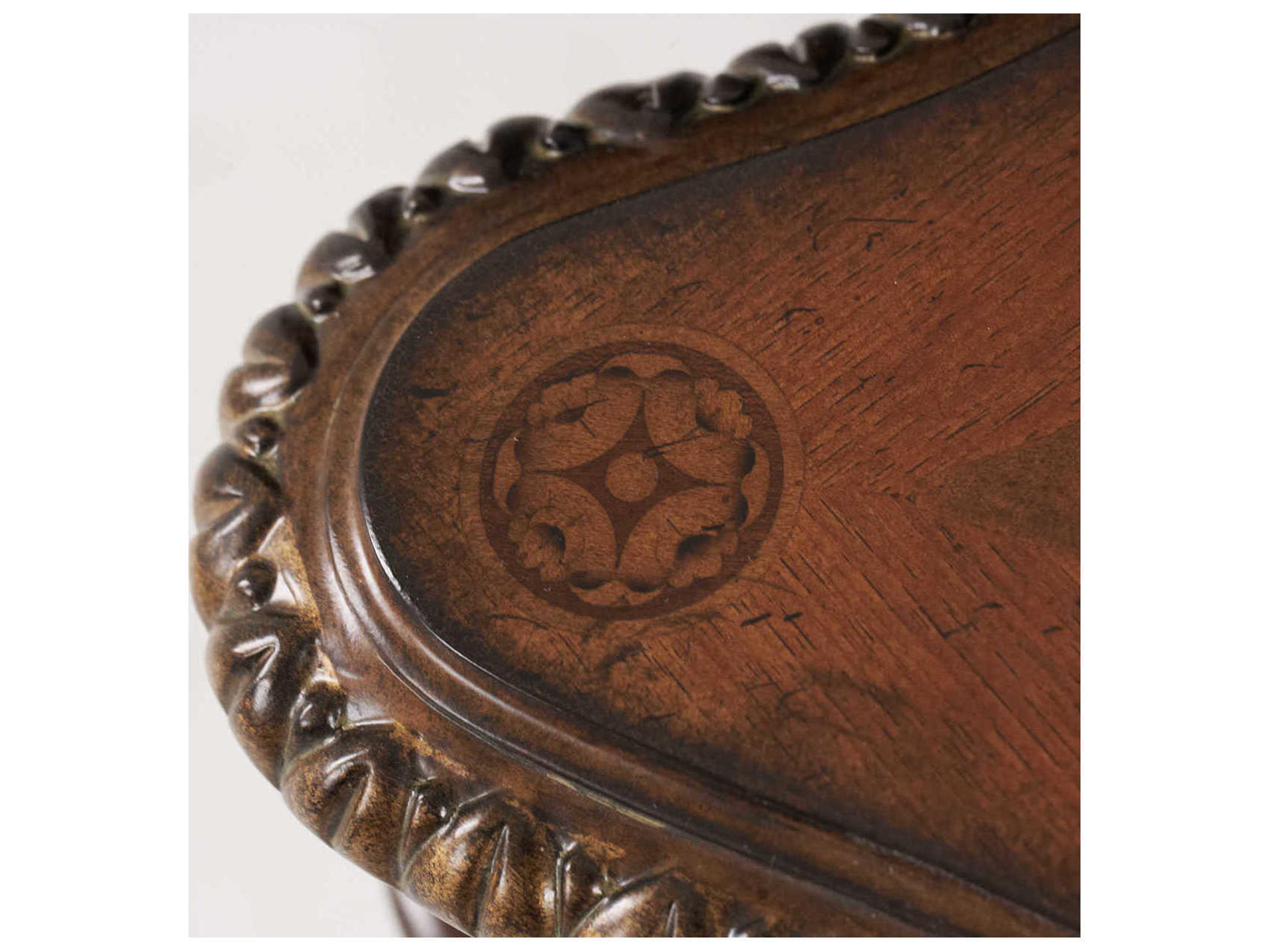 Luxecor Gilded Classic Chestnut Brown Birch Wood Writing Desk