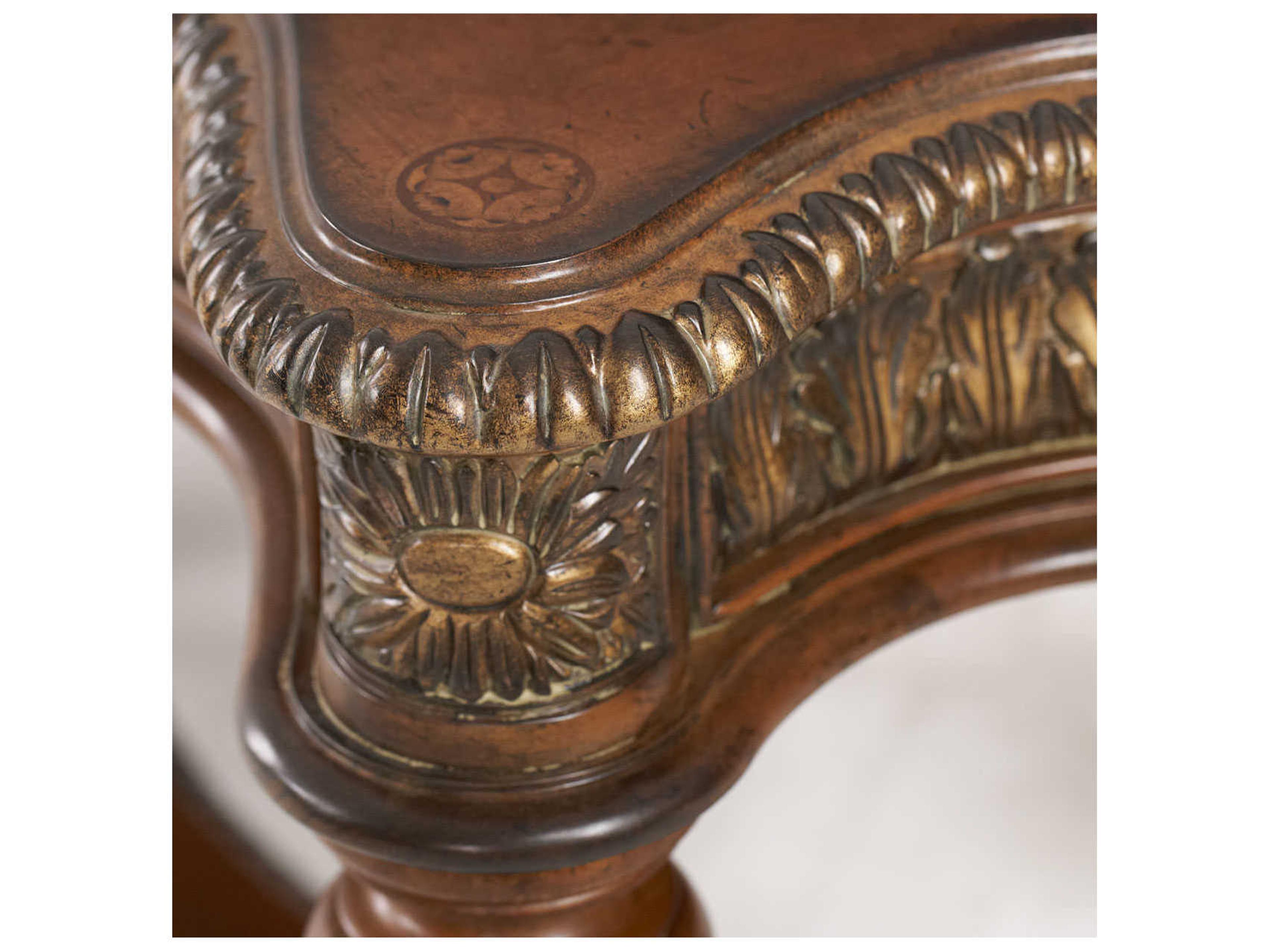 Luxecor Gilded Classic Chestnut Brown Birch Wood Writing Desk