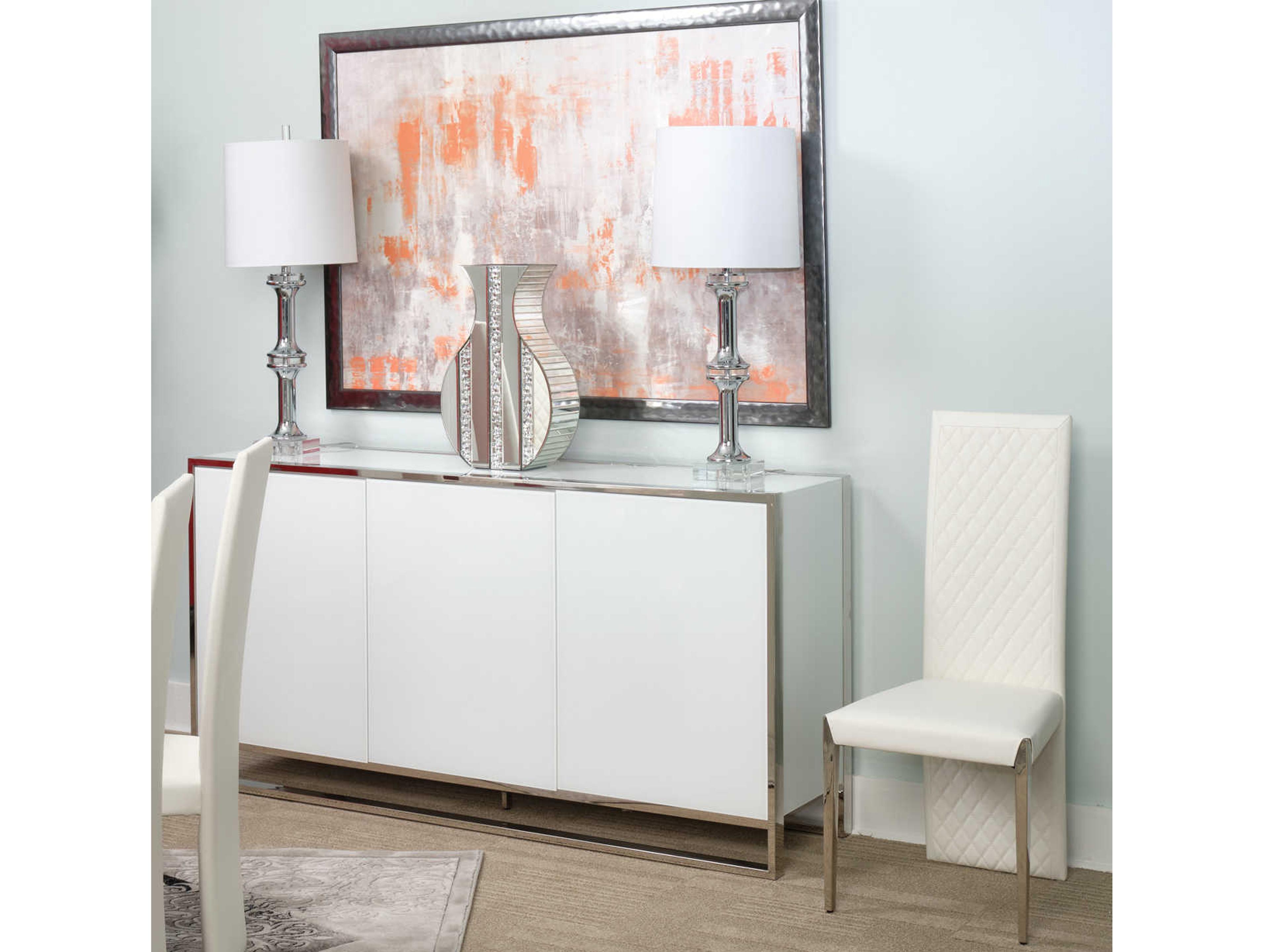 Luxecor Gilded 72" Glossy White Sideboard