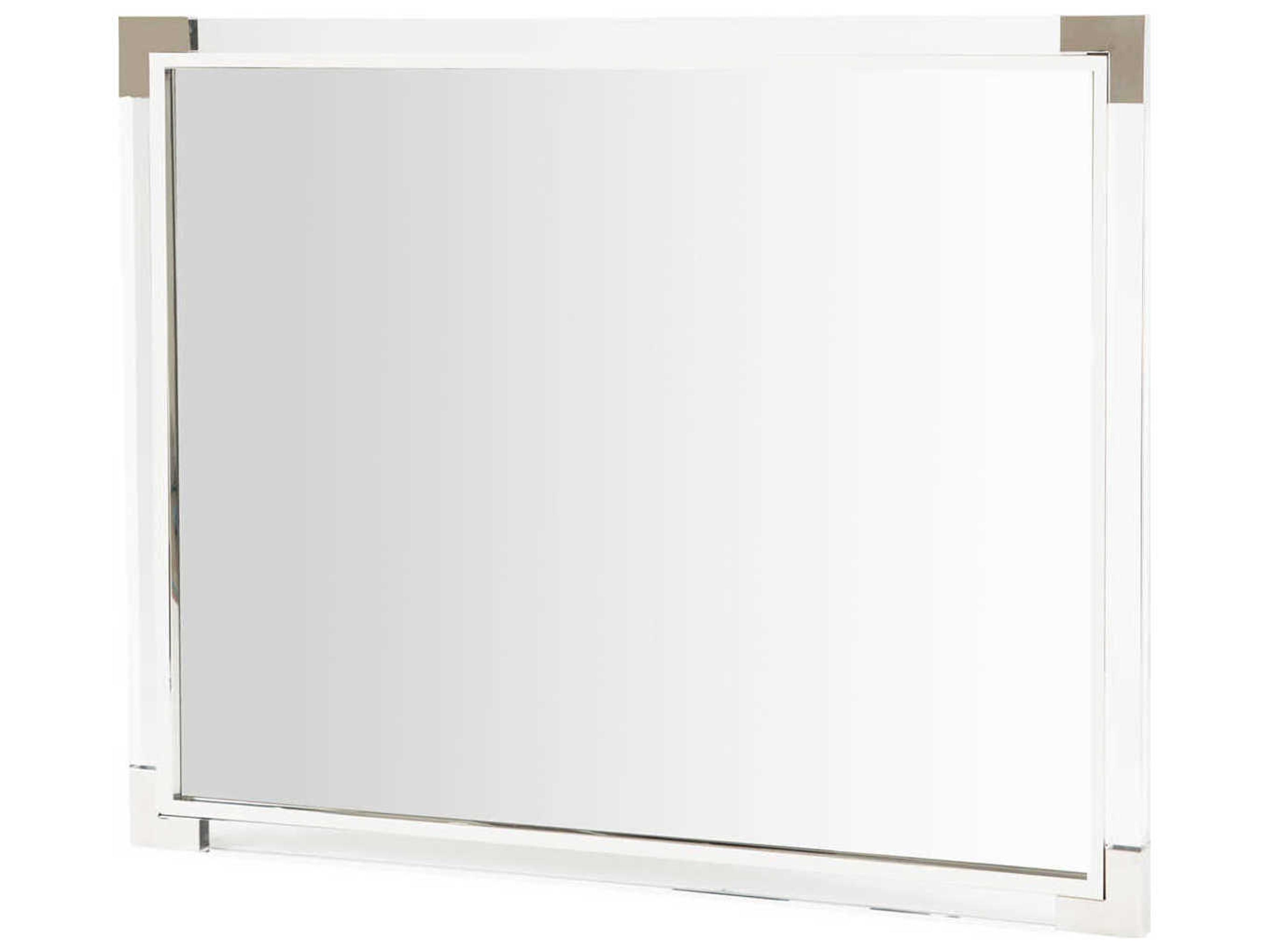 Gilded Rectangular Glossy White Wall Mirror