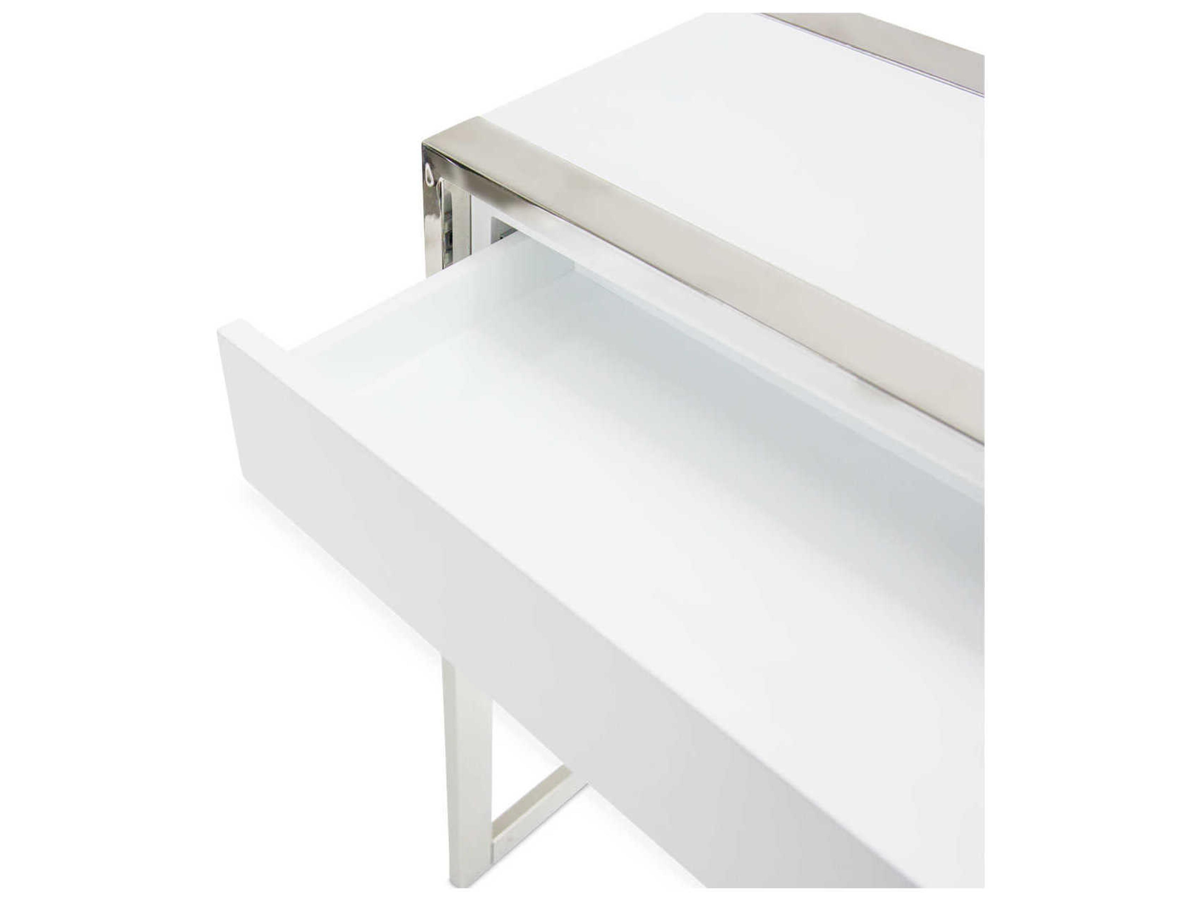 Luxecor Gilded Rectangular Wood Glossy White Console Table